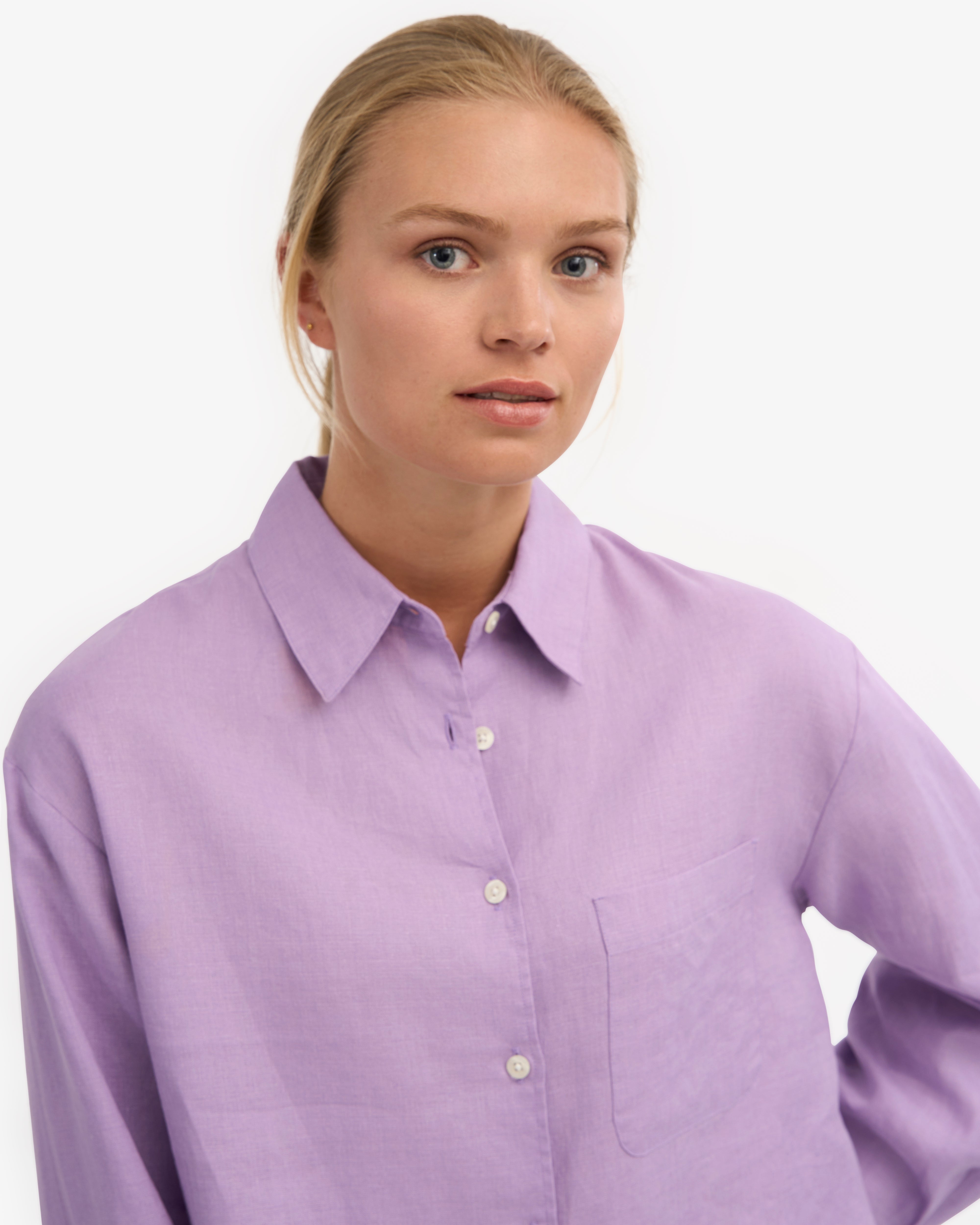 Soft Lavender Linen Oversized Shirt for Women - Breathable & Comfortable Summer Blouse - Perfect for Casual Outings, Beach Cover-Up, and Boho Style Outfits