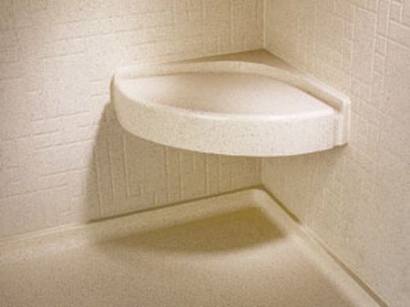 Swan Speakers CS01616.012 Solid Surface Corner Shower Seat, 16.3125-in L X 16.3125-in H X 4-in H, Night Sky - Perfect for Bathroom and Spa Relaxation