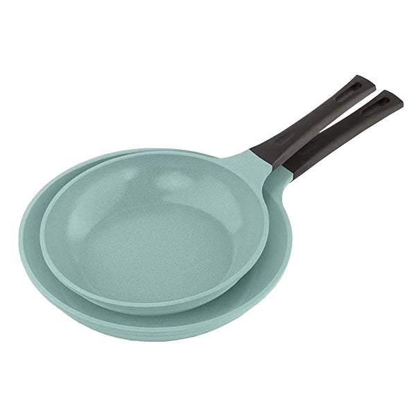 EUROCOOK Jade Non-Stick Ceramic Cookware Set - 4 Piece PFOA Free Kitchen Kit with Frying Pans & Casserole, Tempered Glass Lids - Perfect for Sauteing, Frying & Slow Cooking Healthy Meals