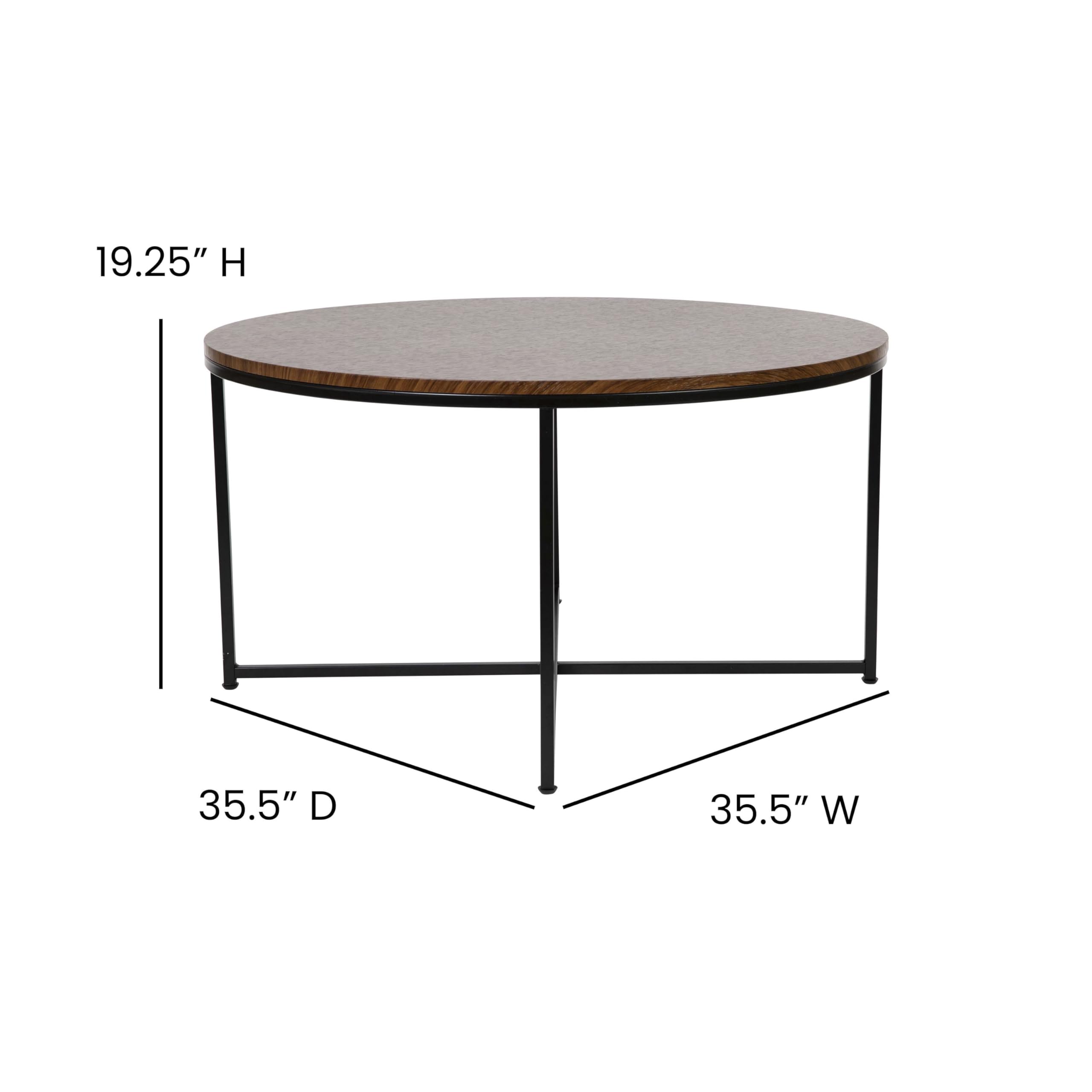 Hampstead Collection Modern Walnut Finish Coffee Table with Crisscross Matte Black Frame - Stylish Living Room Centerpiece for Home Decor