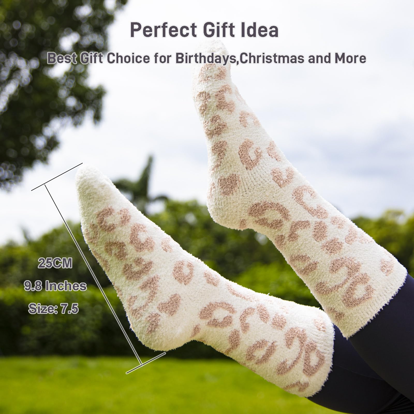 Women's Fuzzy Leopard Print Socks - Ultra Soft Microfiber Cozy & Warm Winter Socks - Perfect Gift for Her - Ideal for Home, Office & Lounge Wear