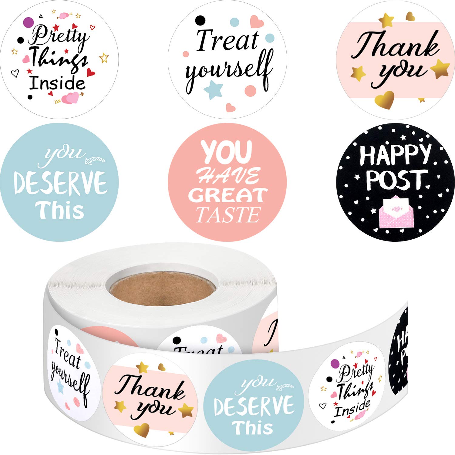 1000 Pcs Thank You Stickers for Business Orders - Round Happy Mail Labels for Envelopes, Bags & Packages - Perfect for Ecommerce, Handmade Gifts & Party Supplies