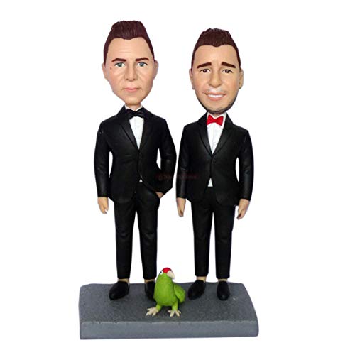 Personalized Gay Wedding Cake Toppers - Groom & Groom Figurines for Same-Sex Weddings | Unique LGBTQ+ Wedding Gifts, Cake Decorations & Anniversary Gifts for Couples | Perfect for Wedding Cakes, Anniversary Celebrations & Pride Events