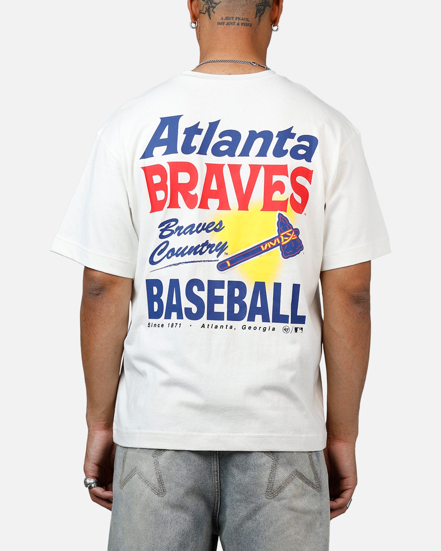 47 Brand Atlanta Braves All Fire T-Shirt - White | MLB Fan Apparel for Men & Women | Perfect for Game Day & Casual Wear