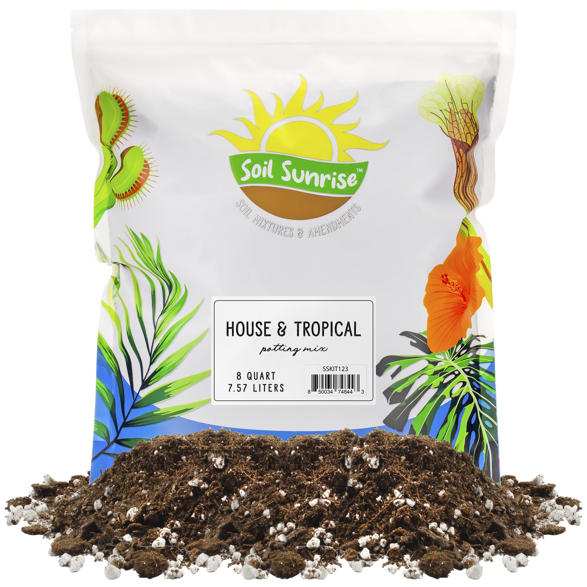 Premium Tropical House Plant Potting Soil Mix - 8 Quarts Nutrient-Rich Blend for Indoor & Outdoor Plants | Perfect for Pothos, Monstera, Ferns & Container Gardening