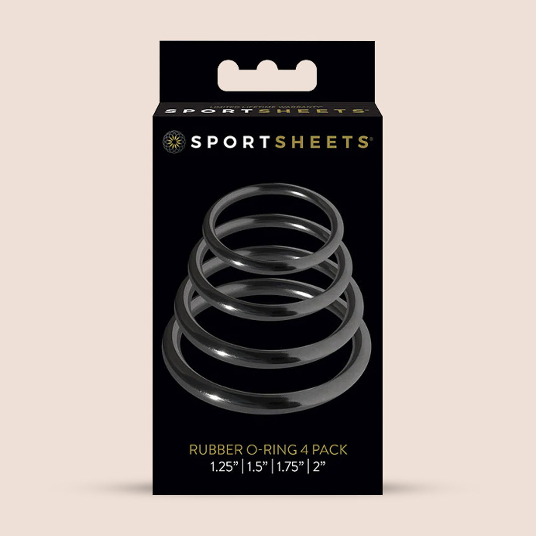 Sportsheets Rubber O Ring 4 Pack - Durable Interchangeable O Rings for Harness Straps & BDSM Gear | Perfect for Bondage, Restraints & Sex Toy Accessories