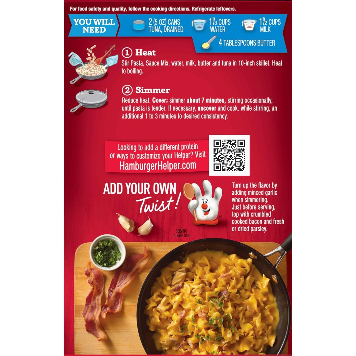 Tuna Helper Cheesy Pasta Dinner Kit - 5.3 oz Box (Pack of 2) with Free V2U Utensil Set | Easy Meal Prep for Camping, College Dorms & Quick Family Dinners