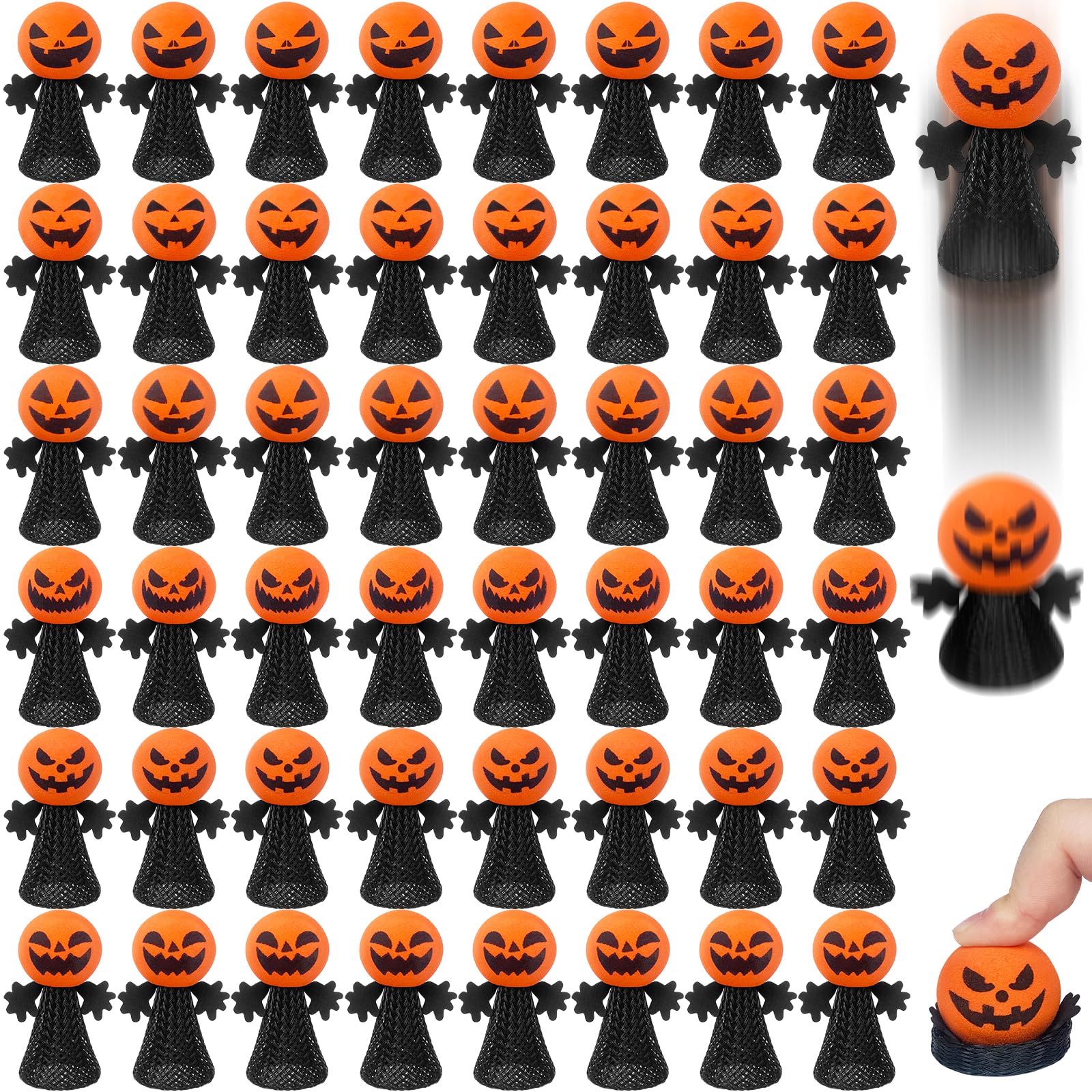 48 Pcs Halloween Jumping Popper Toys - Spring Launcher Bouncy Toys for Kids & Toddlers - Fun Halloween Party Favors & Goodie Bag Fillers - Perfect for Trick-or-Treating, Classroom Rewards & Halloween Party Games
