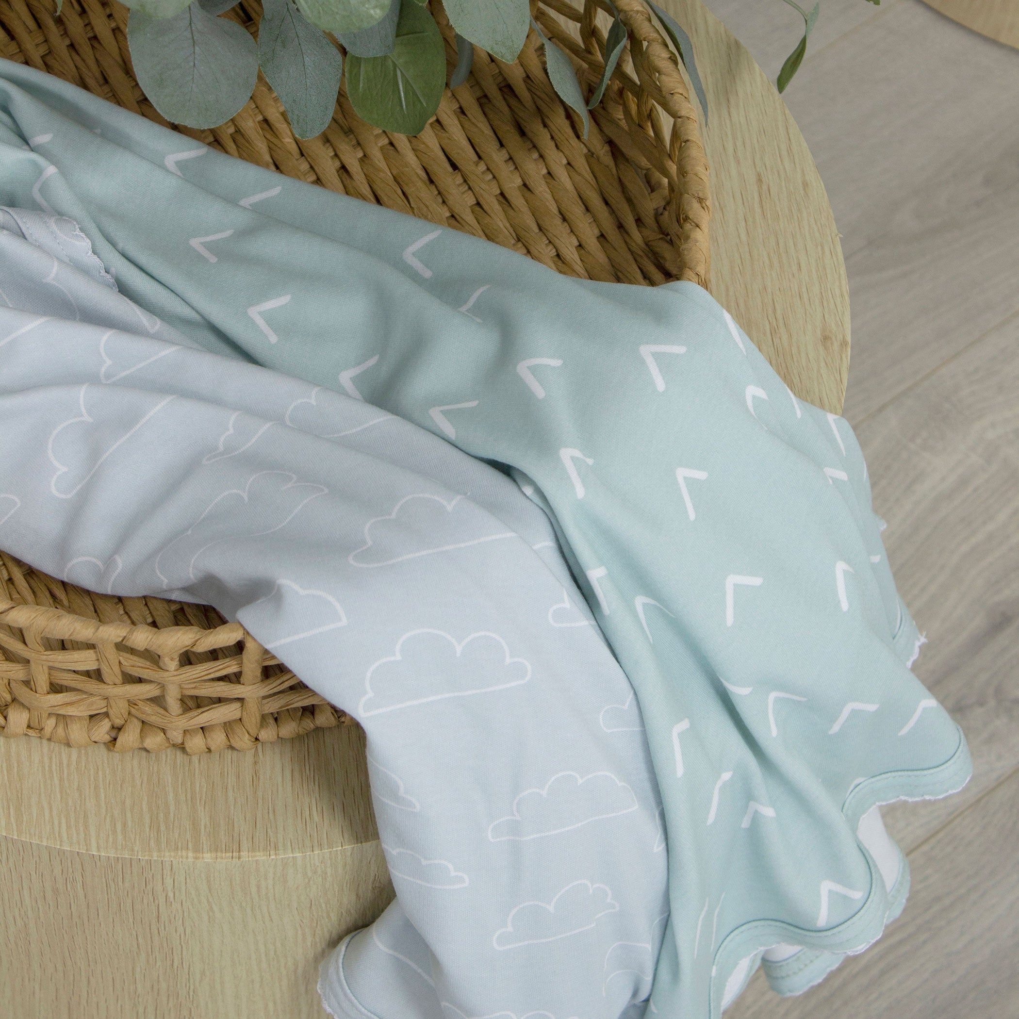 Nordic Style 2-Pack Jersey Wrap in Dusty Sky & Mint Colors - Soft & Comfortable for Home, Office, and Travel Use