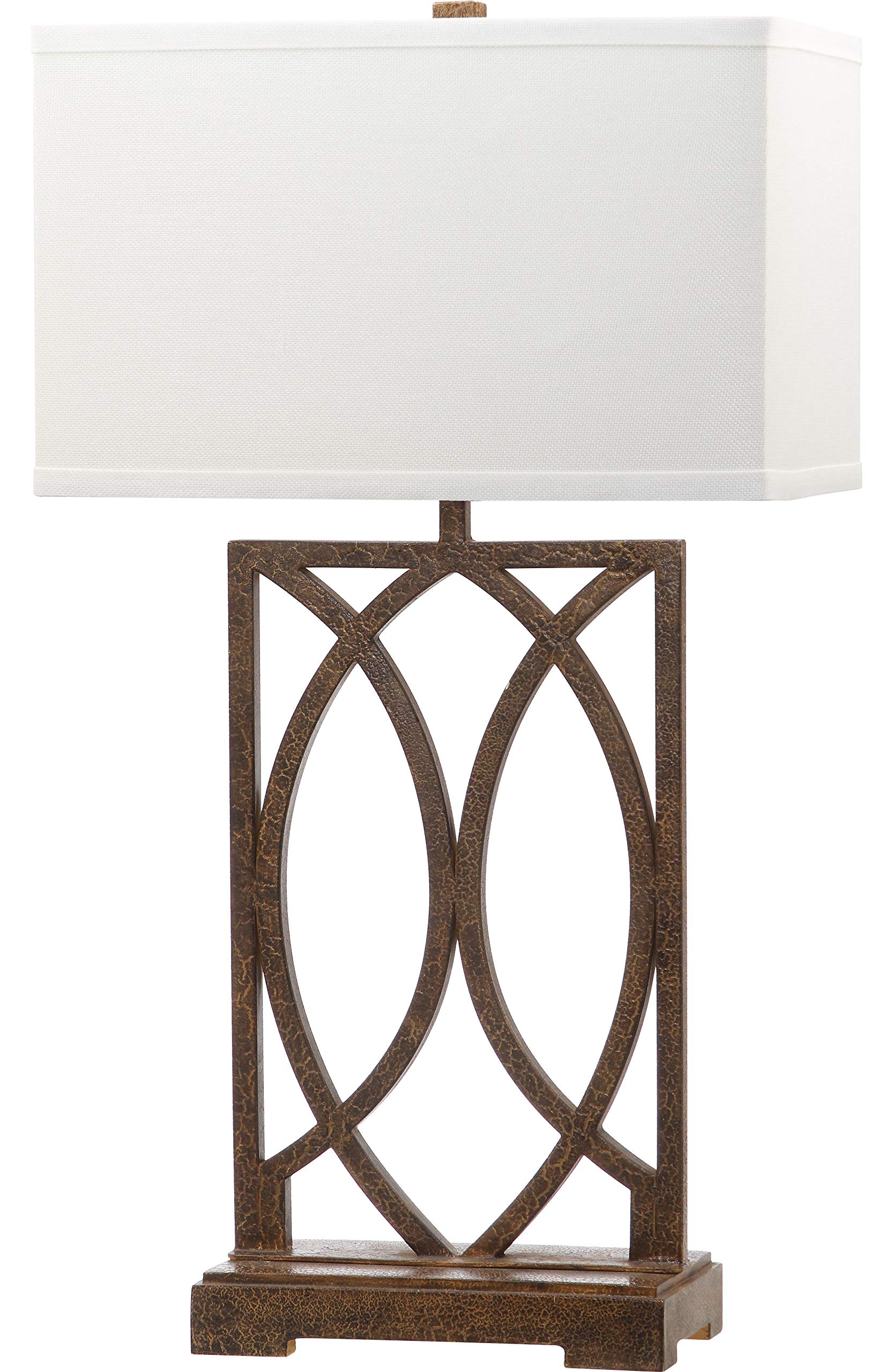 SAFAVIEH Jago Rustic Farmhouse Table Lamp Set of 2 - 30 Inch Antique Gold Bedside Lamps with LED Bulbs Included for Bedroom, Living Room, Home Office & Nightstand Lighting
