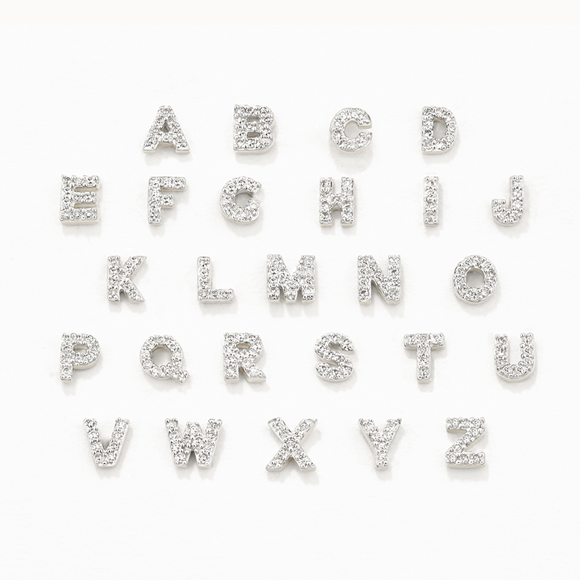 Diamond Letter M Single Stud Earring in Sterling Silver - Perfect for Birthdays, Gifts & Everyday Elegance