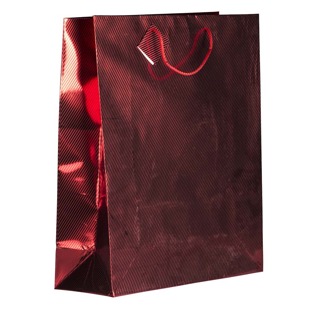 JAM Paper Large Red Foil Gift Bags with Rope Handles - 17