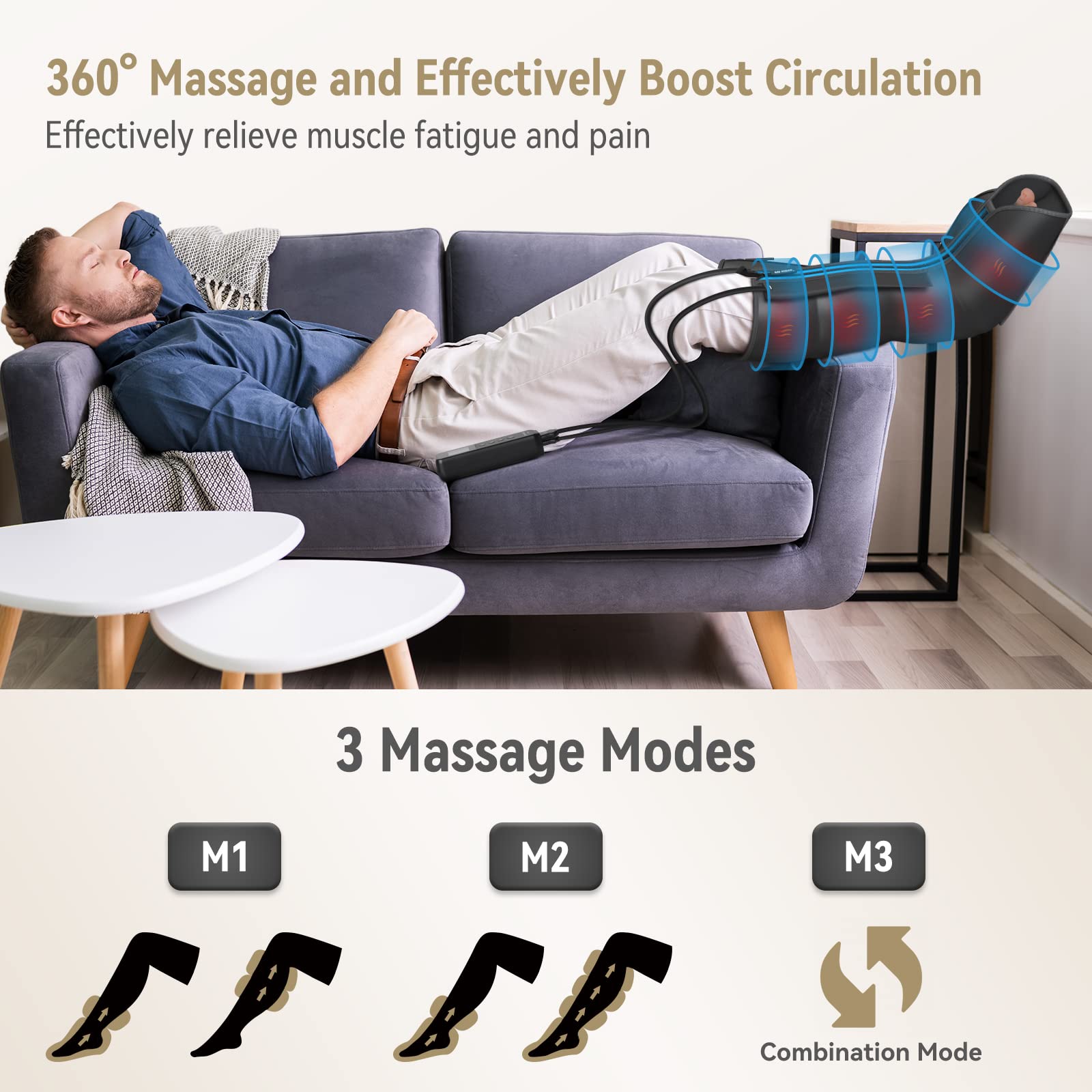 FIT KING Leg Massager with Heat - Upgraded Air Compression Boot for Circulation, Pain Relief & Edema - FSA/HSA Approved Foot & Calf Massager for Relaxation & Recovery - Perfect Gift for Parents, Athletes & Office Workers - Use After Workouts, Travel or Long Sitting