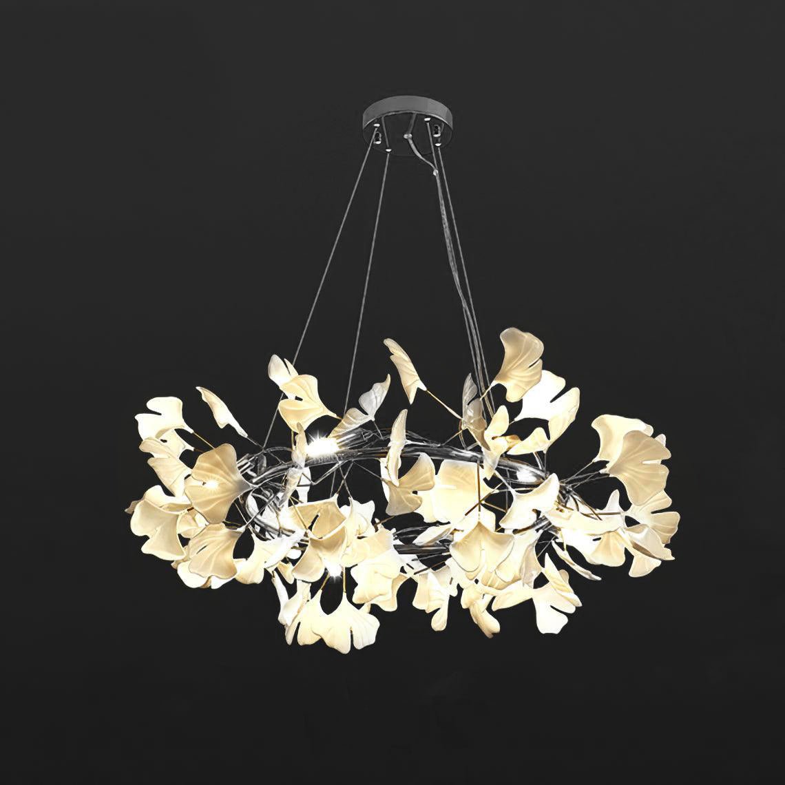 Elegant Ginkgo Leaf Chandelier - Modern Gold Ceiling Light Fixture for Dining Room, Living Room & Bedroom Decor - Perfect for Home Lighting and Interior Design