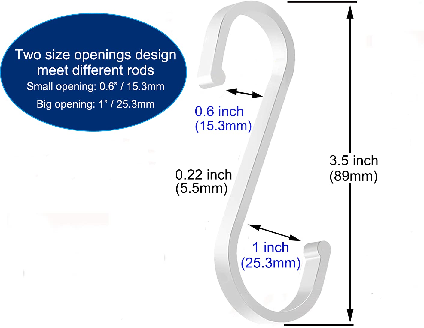 Heavy Duty S-Shaped Hooks - 10 Pack White Metal S Hangers for Kitchen, Bathroom, Office & Garden - Perfect for Hanging Pots, Pans, Mugs, Clothes, Bags, Towels & Plants - Durable Storage Solution for Home Organization