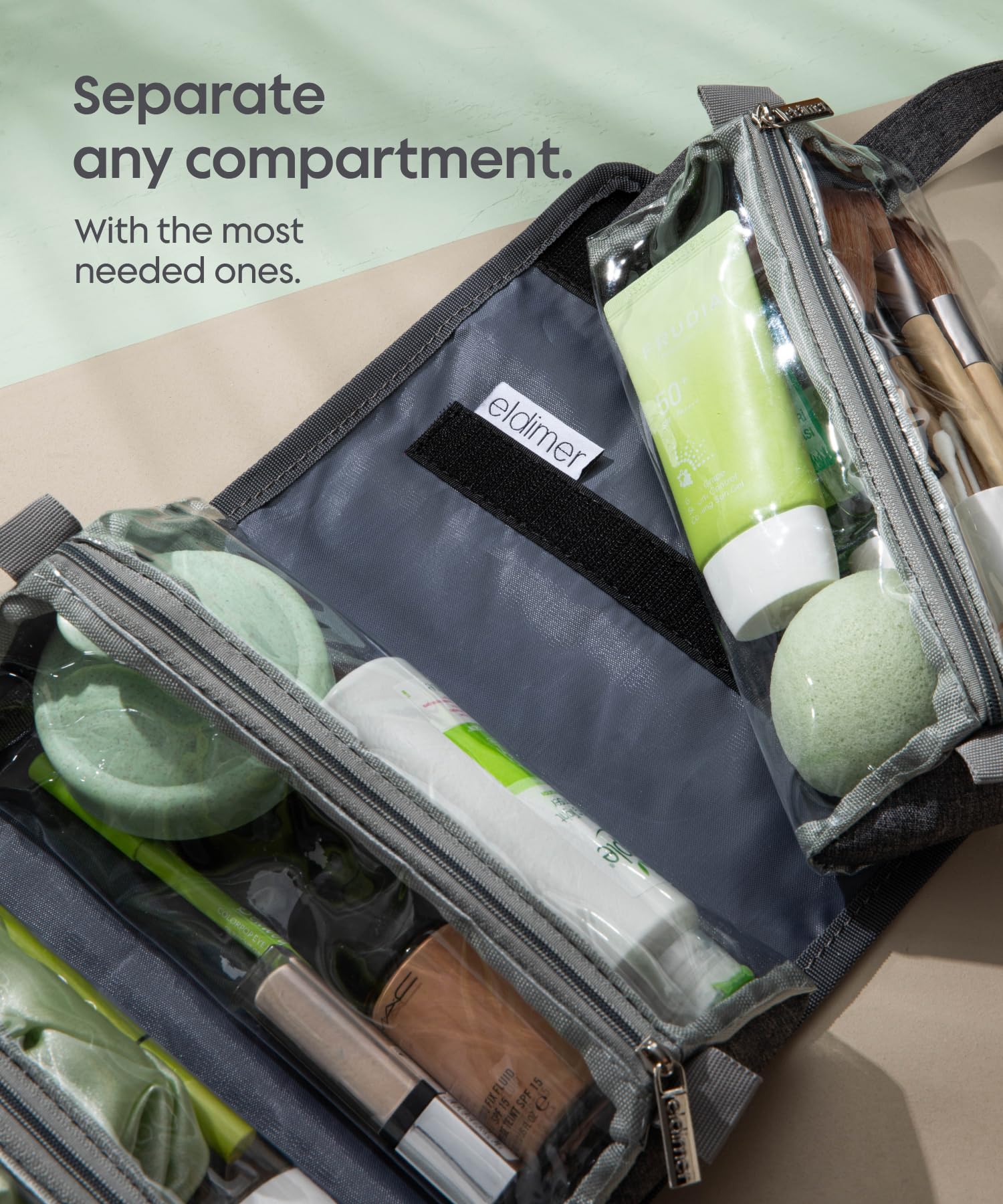 Compact Hanging Toiletry Bag for Women Travel - 4 Removable Compartments - Perfect for Makeup & Medicine - TSA Approved