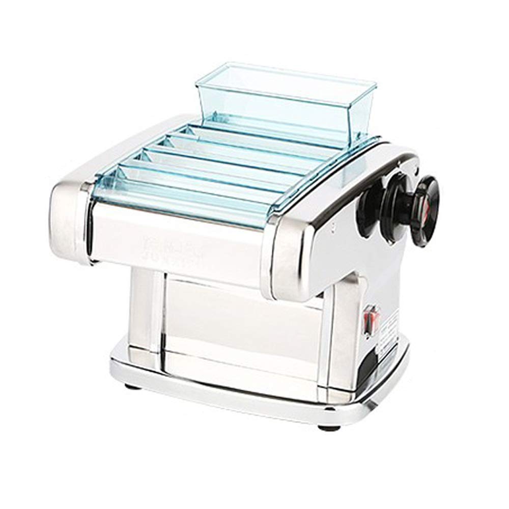 **ZKS-KS Electric Pasta Maker Machine - Stainless Steel, Non-Stick, 4 Blades & 9 Thickness Settings (Silver, 25x20x23cm) - Perfect for Homemade Pasta, Lasagna, and Italian Cuisine**