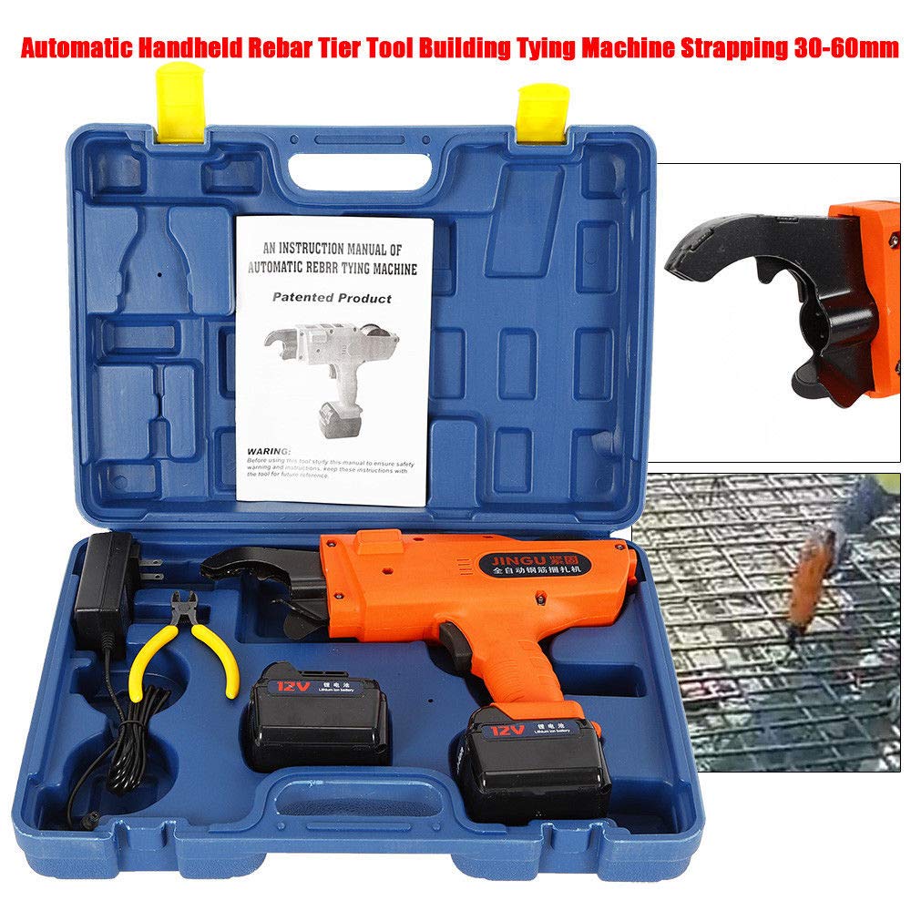 Automatic Handheld Rebar Tier Tying Machine - Steel Bar Binding Tool for 30mm-60mm Rebar with Charger | Construction Site, Concrete Reinforcement & DIY Projects