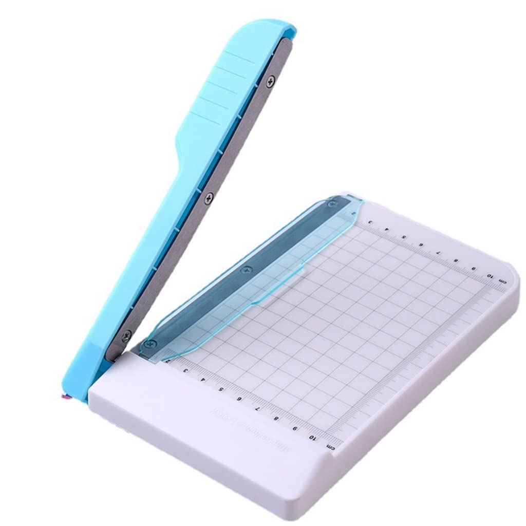 PDGJG 4x6 Inch Cutting Board - 10 Sheets Capacity Plastic Base Paper Cutter & Trimmer for Home Office - Portable Crafting Tool (Blue, 195x141x50mm) | Perfect for Scrapbooking, Card Making & DIY Projects