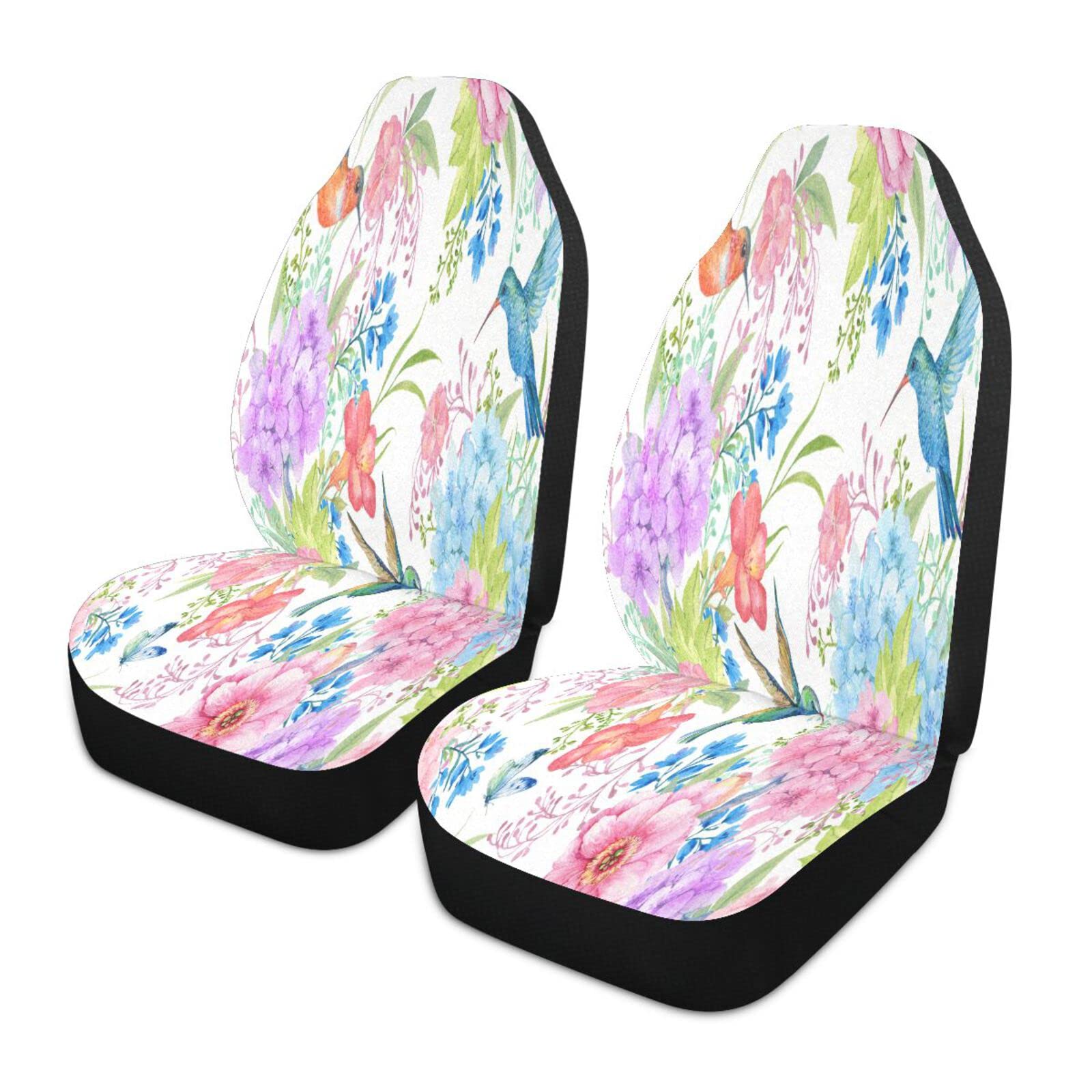 Premium Universal Car Seat Covers - 1-Piece Set with Birds & Flowers Design | Non-Slip, Breathable Front Seat Protectors for Cars, SUVs, Sedans & Trucks | Perfect for Daily Commutes, Road Trips & Protecting Bucket Seats