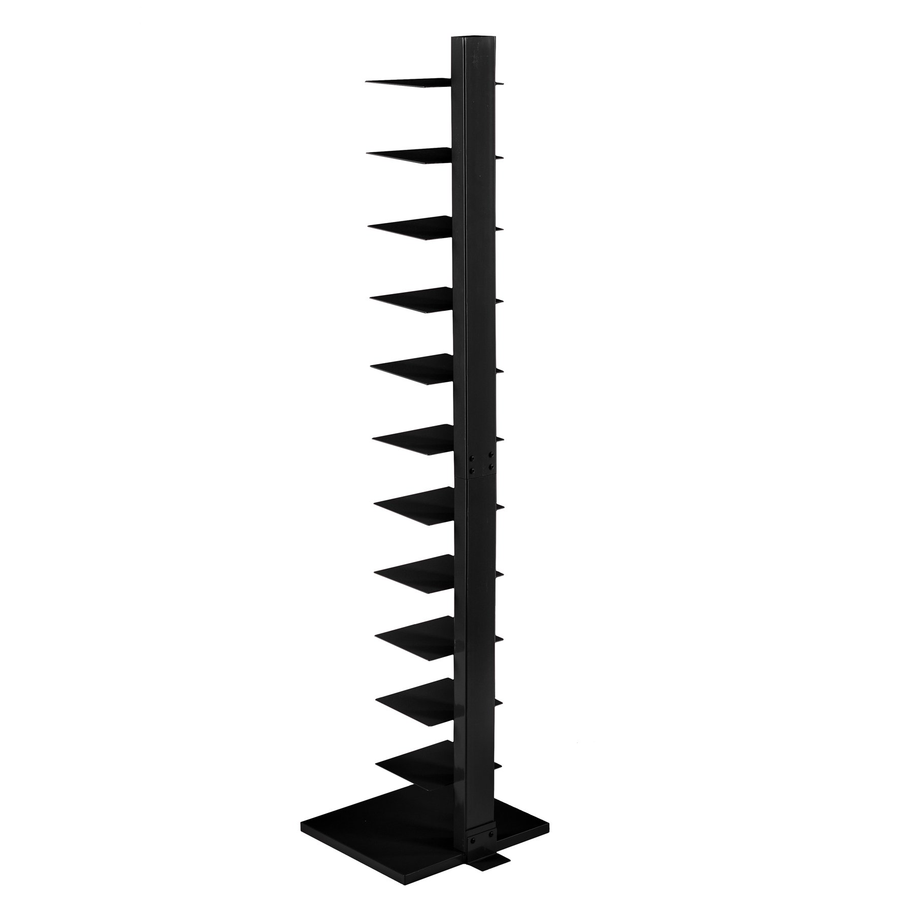 SEI Furniture 12-Shelf Black Metal Bookcase - Space-Saving Book Storage Tower for Home, Office & Library Organization