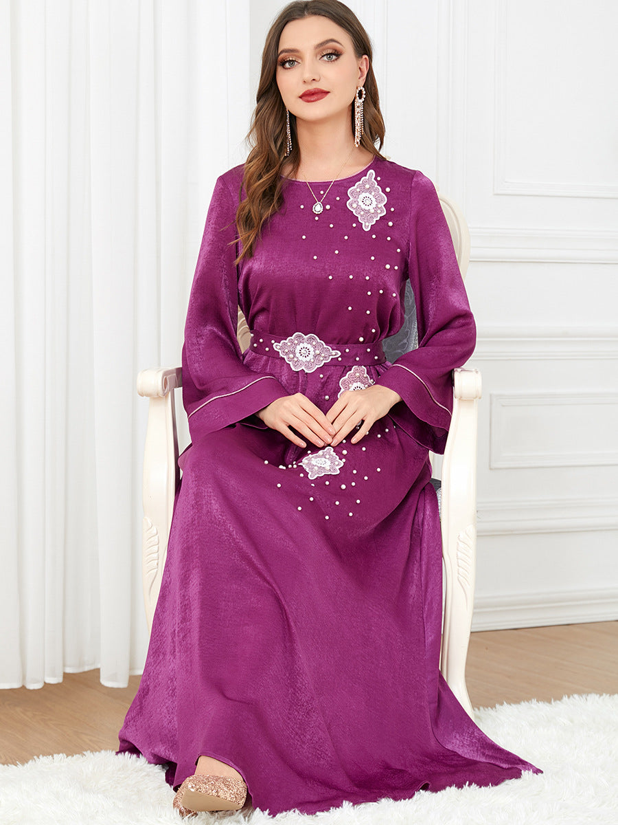 Criselda Women's Magenta Velvet Maxi Dress - Elegant Long Sleeve Formal Gown for Evening Parties, Weddings & Special Occasions