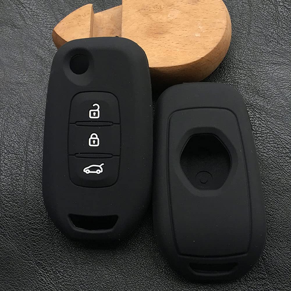 ZYHYCH 3-Button Silicone Car Key Cover Case - Compatible with Renault Kadjar Folding Key Shell (Black) | Durable Protection for Car Keys | Perfect for Daily Use & Travel Accessories