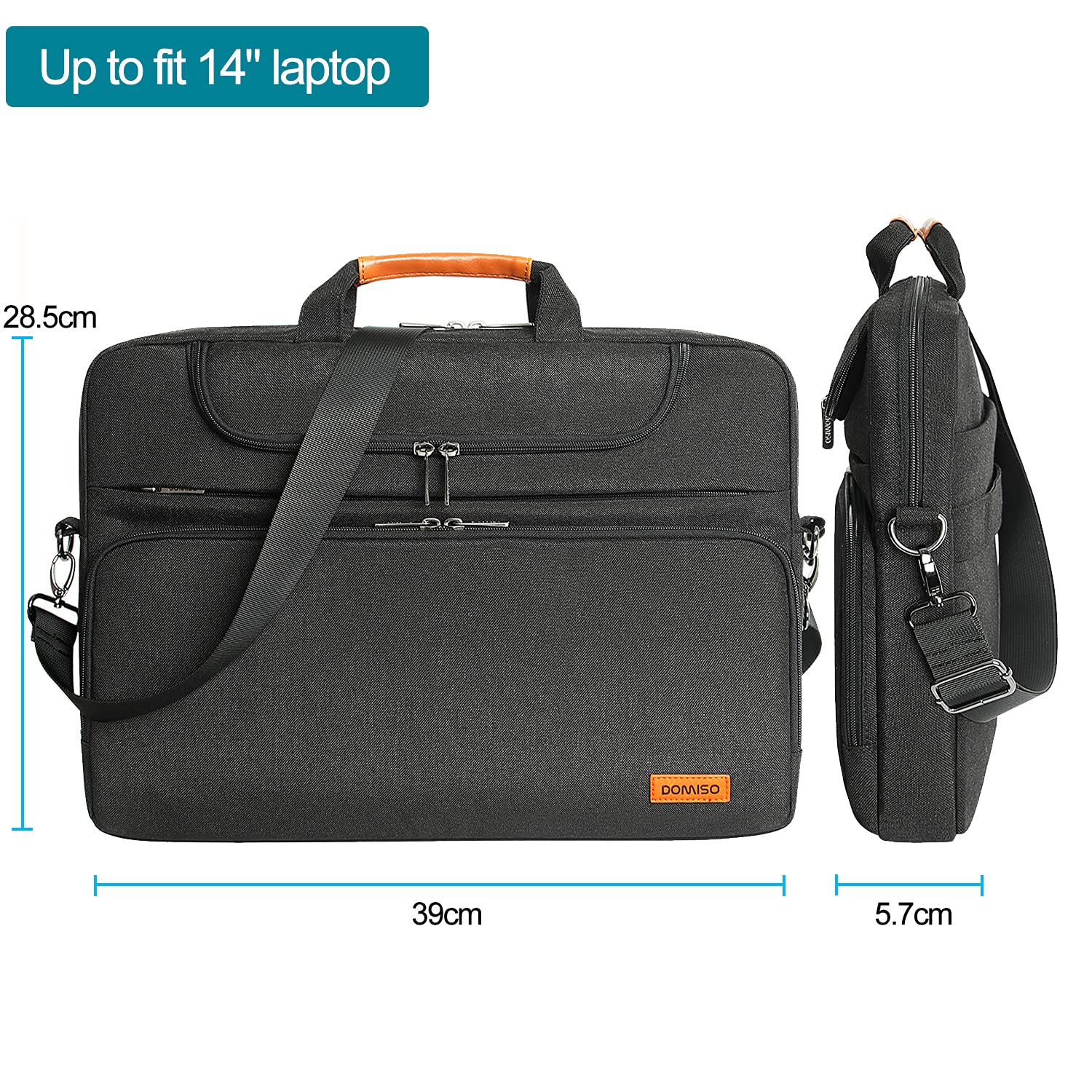 DOMISO 14 Inch Waterproof Laptop Sleeve & Business Briefcase - Compatible with 14