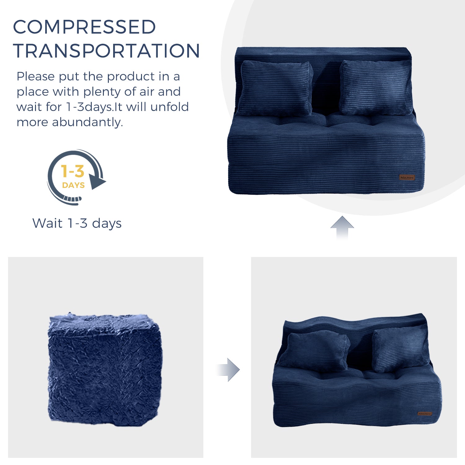 MAXYOYO 4-in-1 Convertible Sofa Bed Chair - Foldable Tufted Sleeper with Pillow, Navy Blue | Perfect for Small Spaces, Guest Rooms & Apartments