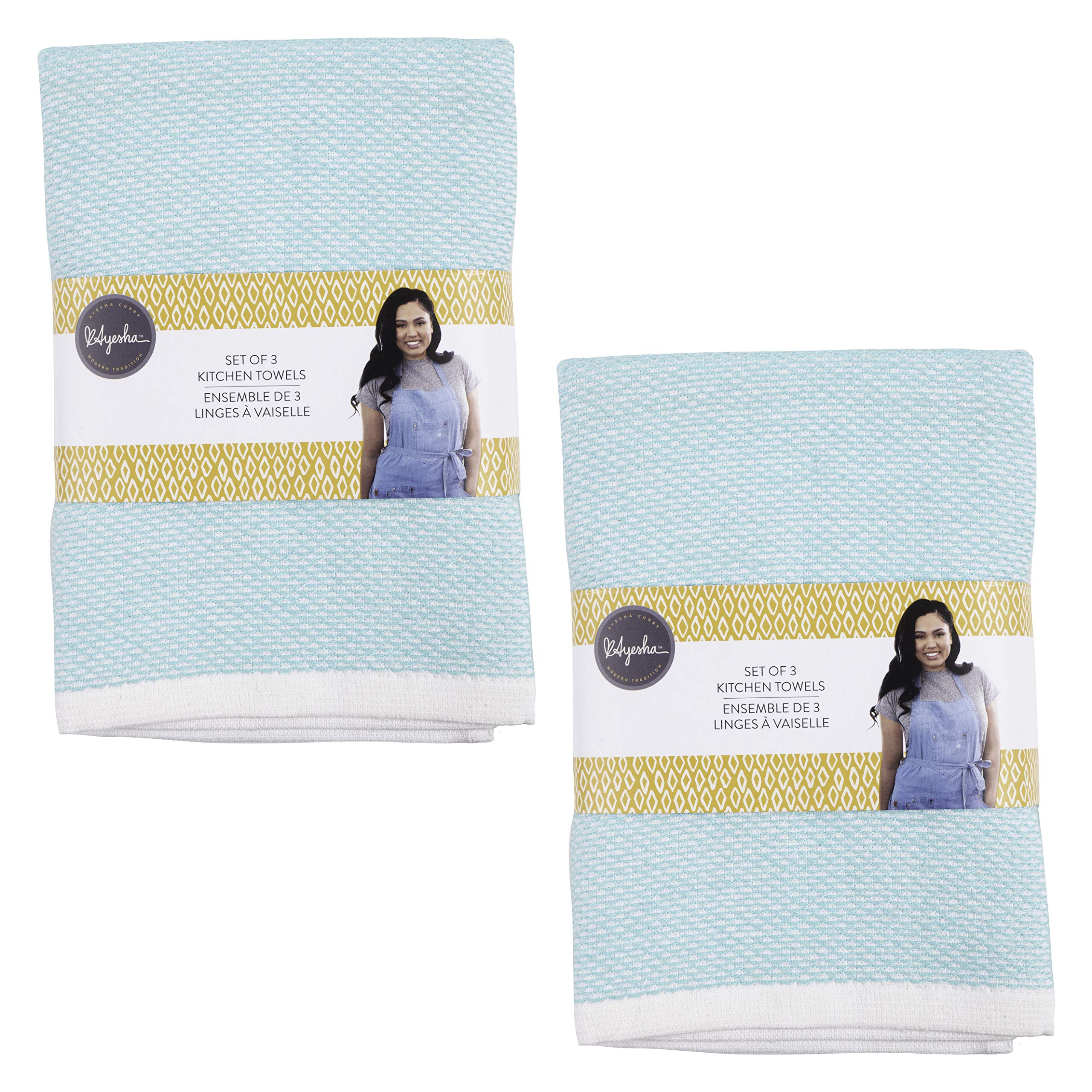 KAF Ayesha Curry Kitchen Towel Set - 6 Pack Aqua for Cooking & Cleaning