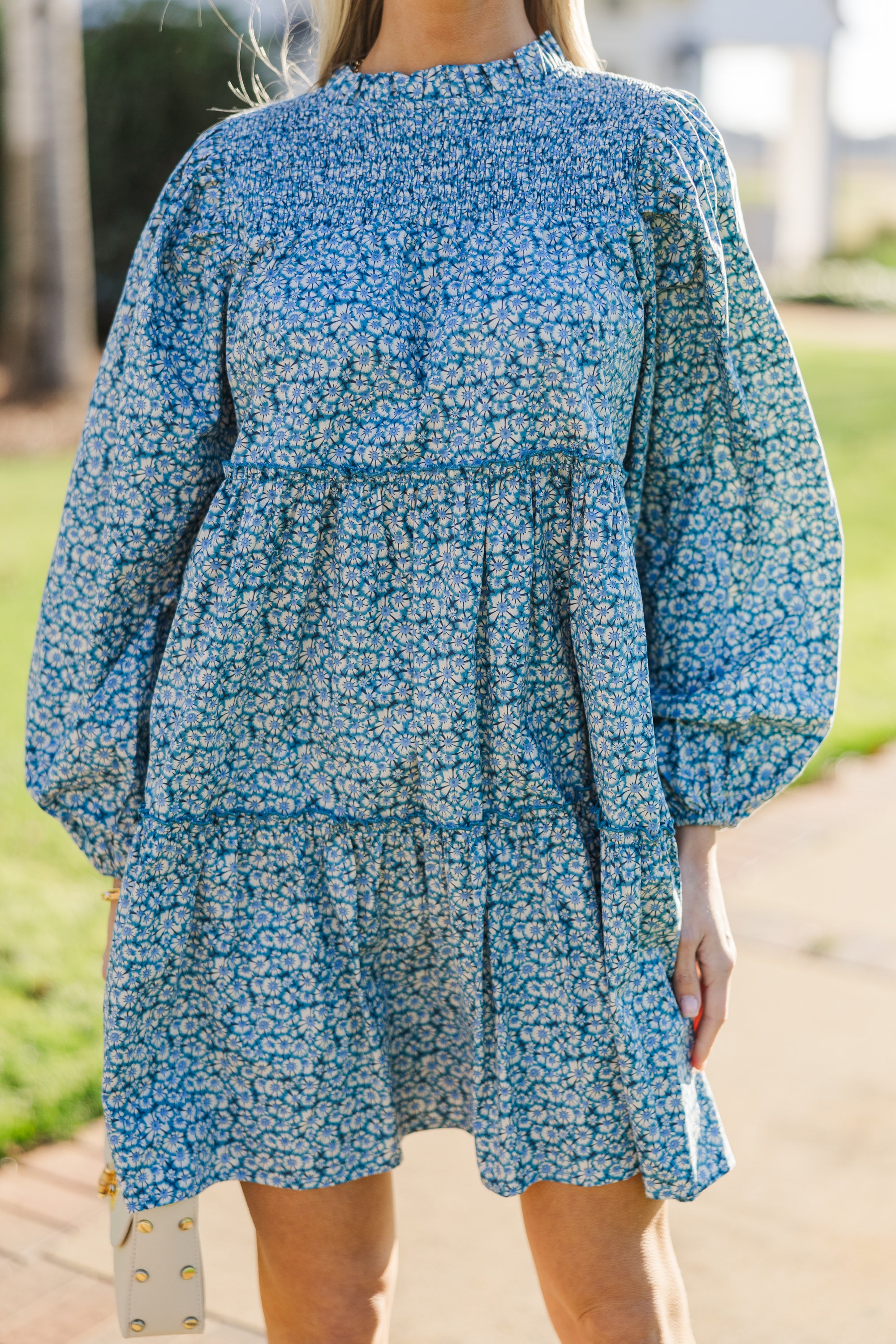 Best Blue Ditsy Floral Babydoll Dress for Women - Summer Casual & Party Wear