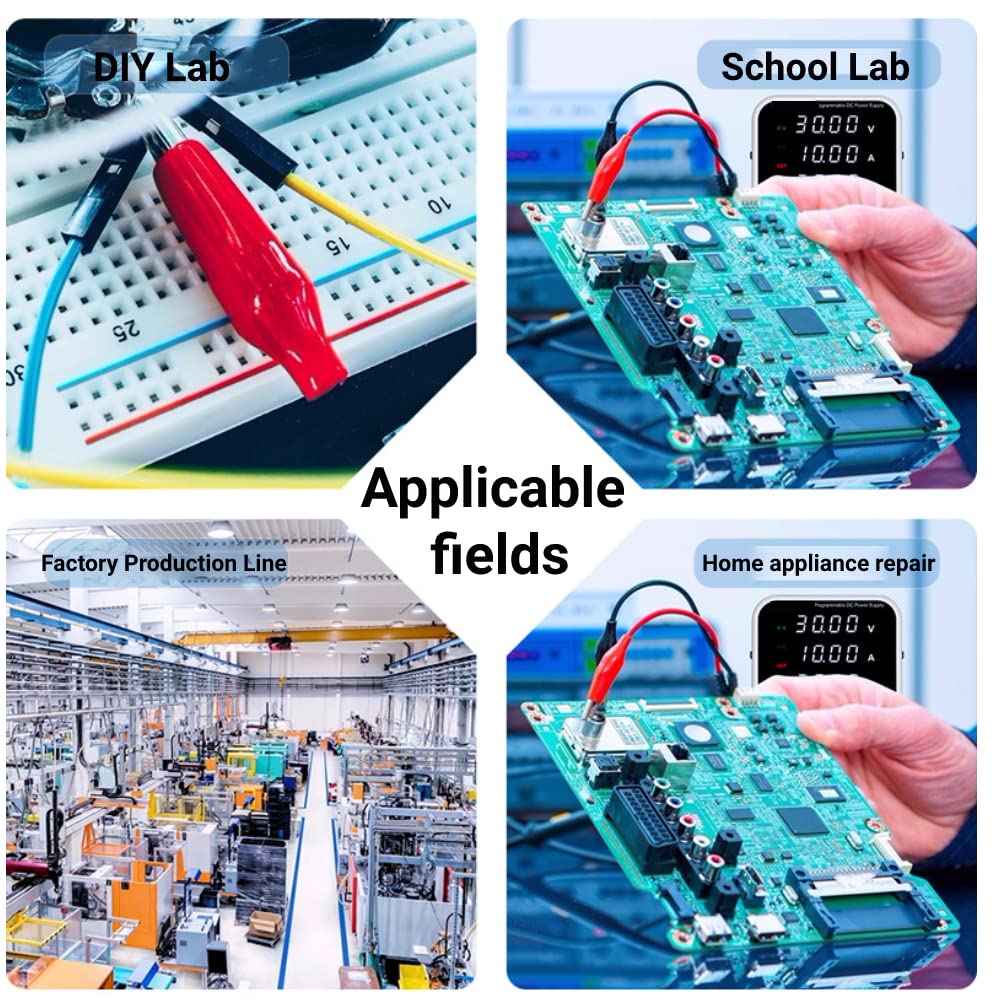 30V 10A Programmable DC Power Supply with USB & Digital Display - Adjustable Lab Bench Power Source for Electronics Repair, Notebook, Phone Testing (US Plug 115V) | Ideal for DIY Projects, Circuit Debugging & Device Charging