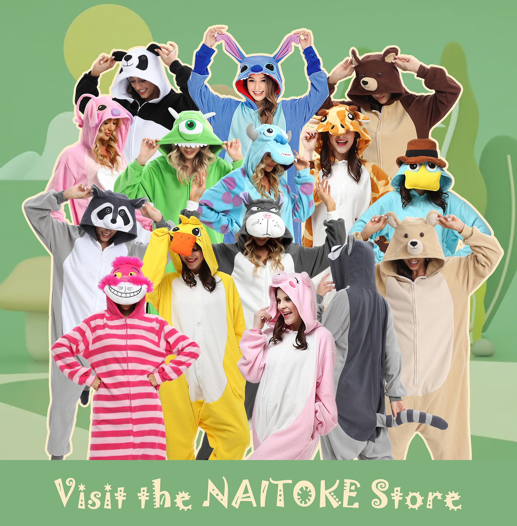 NAITOKE Animal Onesie for Adults - Halloween Costume & Cozy Pajamas | Perfect for Cosplay, Christmas, Sleepwear & Loungewear