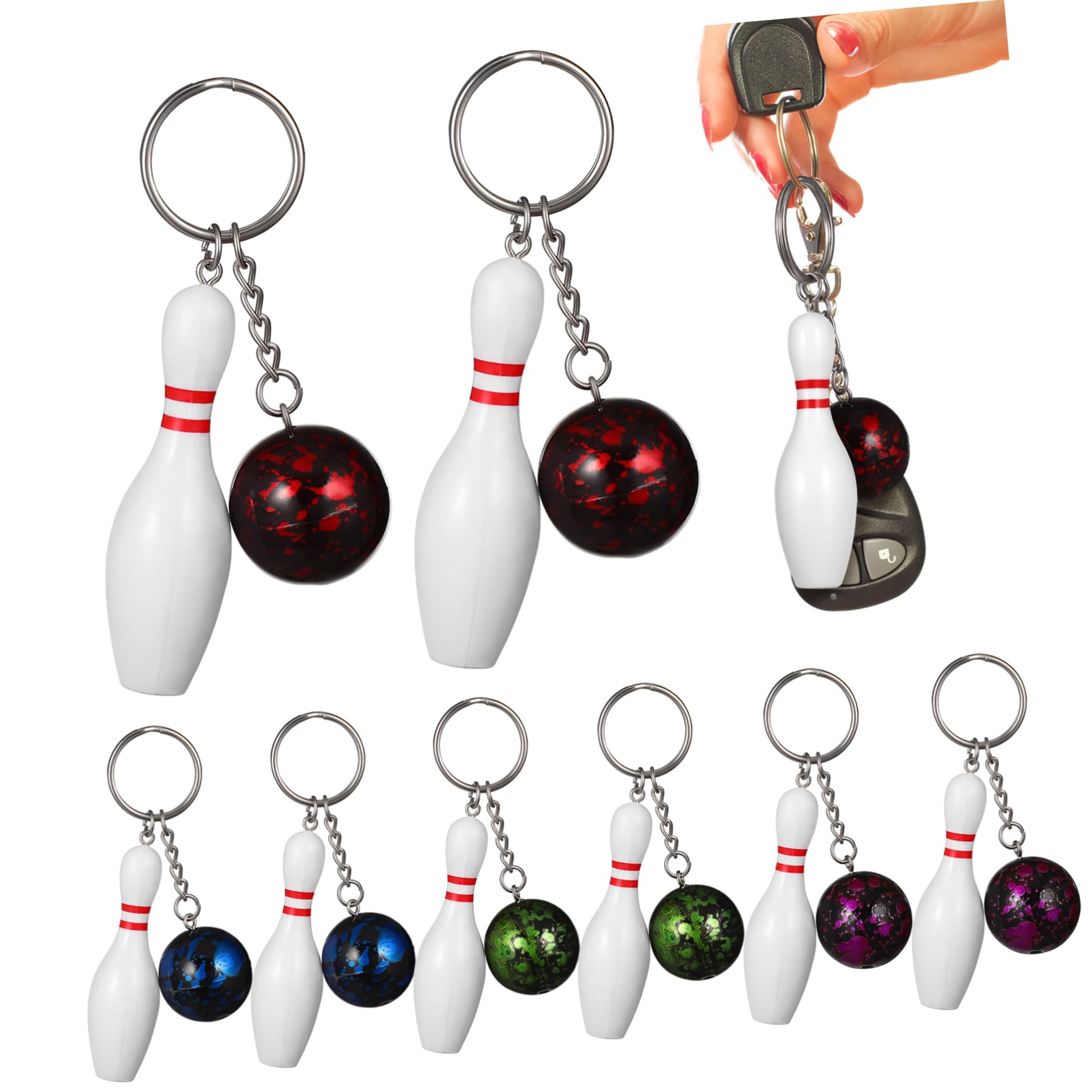 GAROZATION 30 Pcs Mini Bowling Keychain Set - Bulk Bowling Party Favors, Athlete Souvenirs & Decorations - Perfect for Bowling Themed Parties, Team Gifts & Sports Enthusiasts