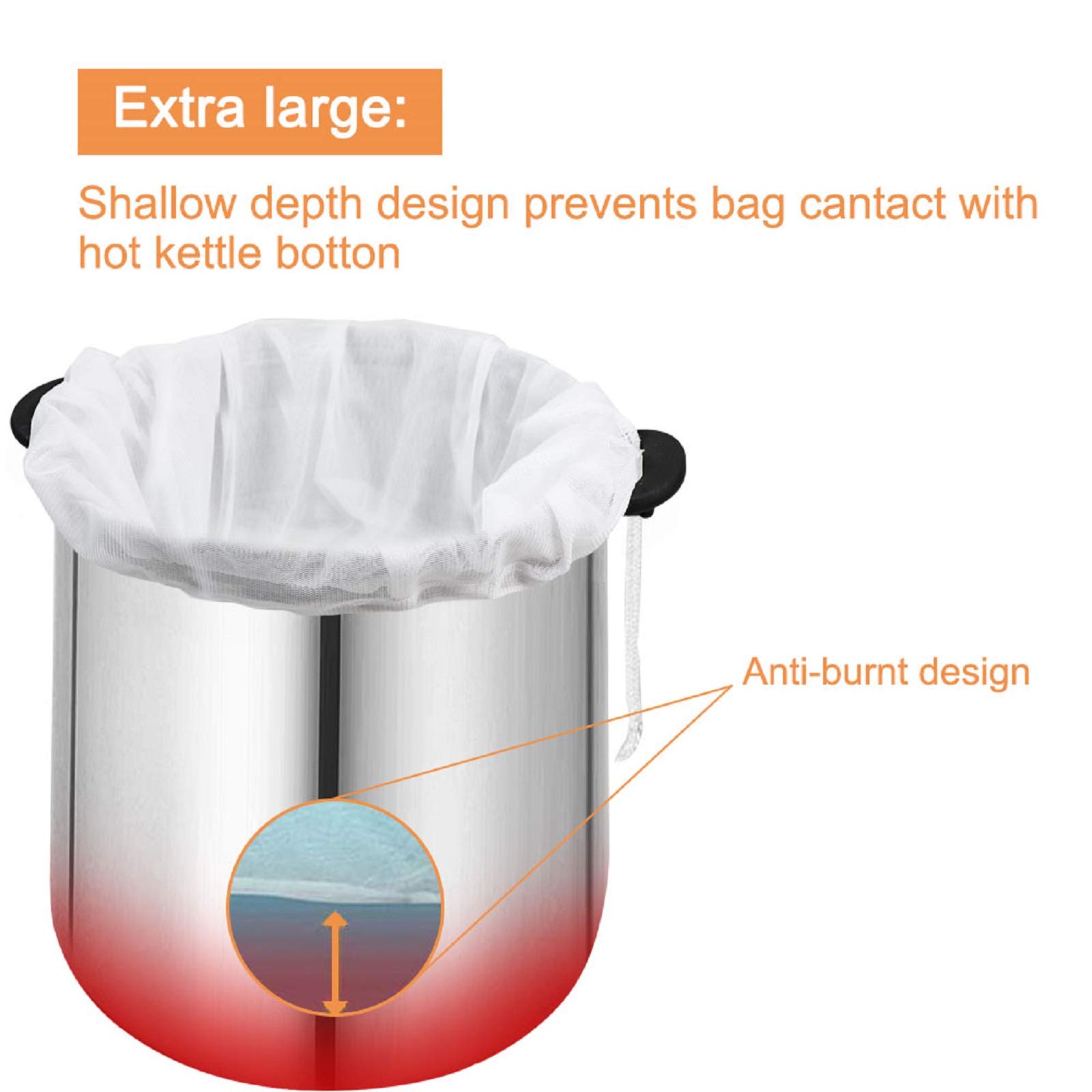 3pcs Reusable 175 Micron Fine Mesh Brew Bags - Food Grade BPA-Free Nylon Strainer for Wine, Beer, Tea & Nut Milk - Ultra Strong Drawstring Filter Bag for Home Brewing & Kitchen Use