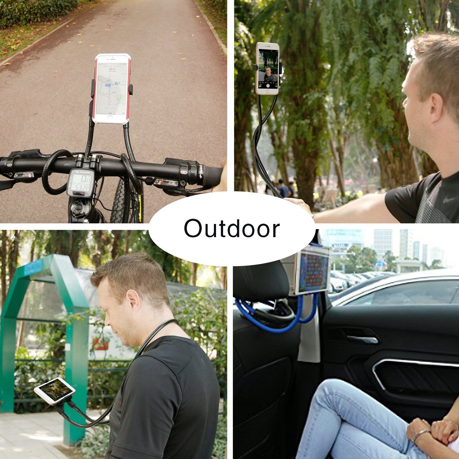 Ergonomic Neck Cell Phone Holder - Adjustable Desk, Bed, Bike & Motorcycle Phone Mount - Lazy Bracket Mobile Stand (Blue) | Perfect for Work, Gaming, Reading & Travel Accessories