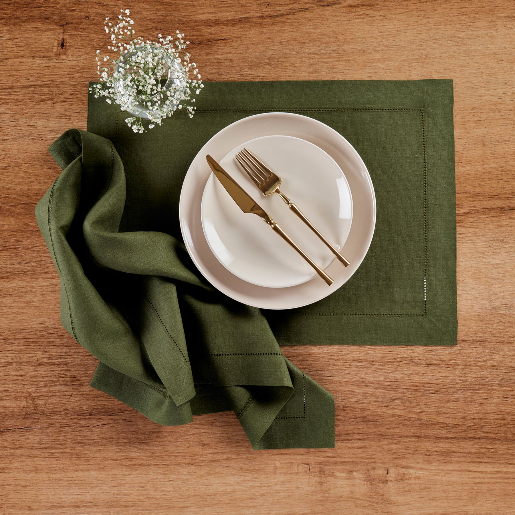 Premium Classic Hemstitch Napkins - 100% Cotton Linen Dinner Napkins for Formal Dining, Weddings & Special Occasions