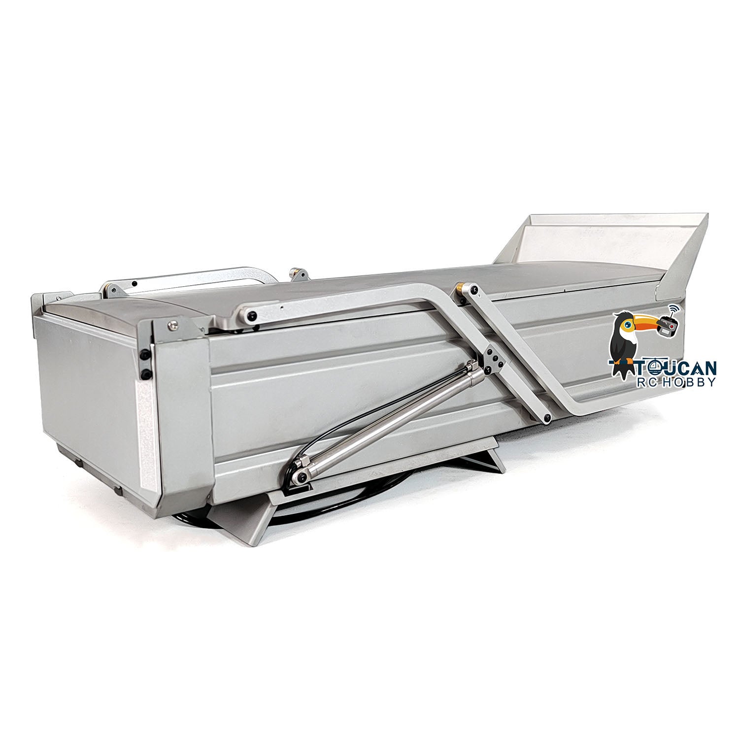 1/14 Scale Metal U-Shaped Bucket with Cover for 8x8 RC Hydraulic Dump Truck - Perfect for Remote Control Construction Vehicle Play & Display