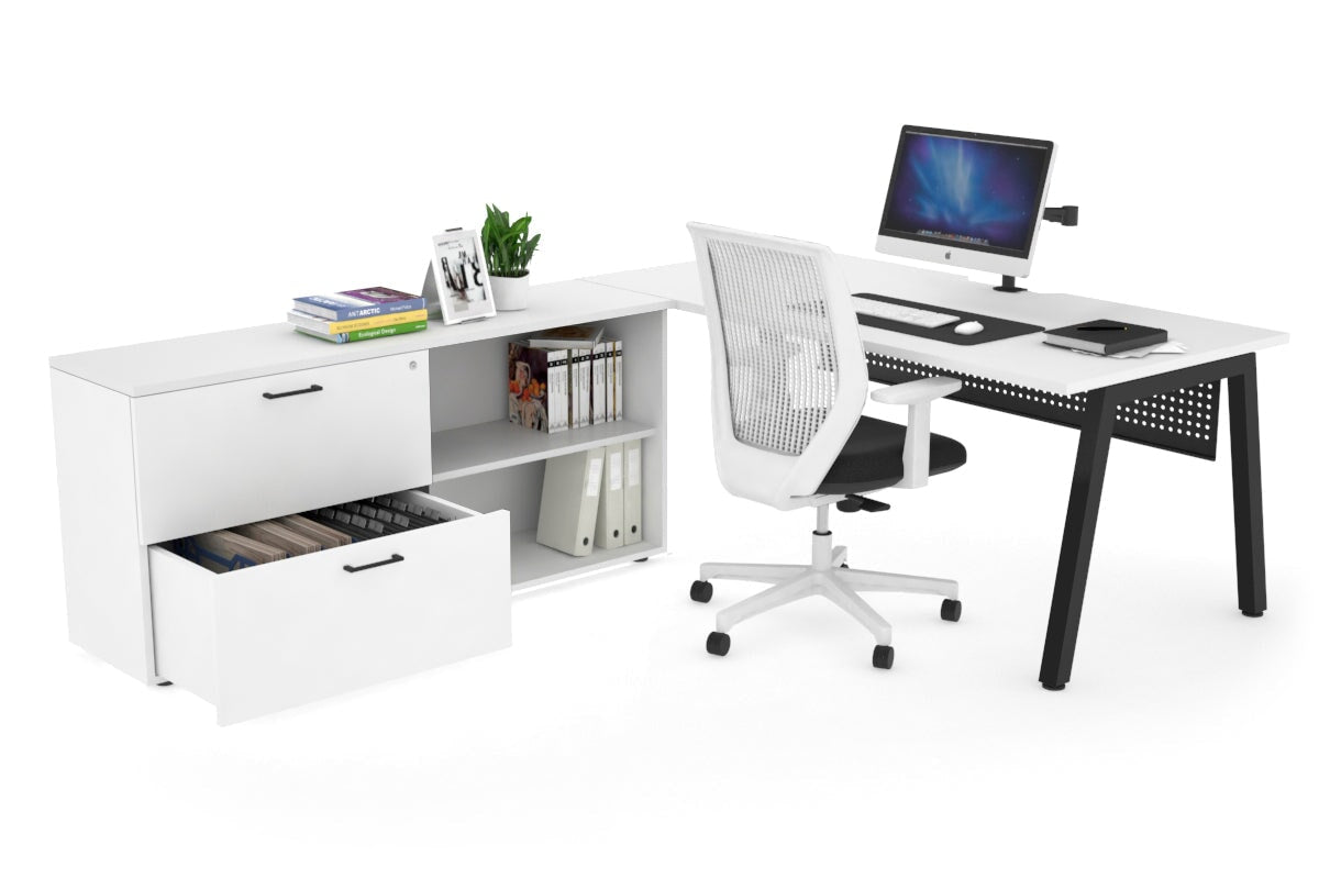 Quadro A Executive Office Chair - Black Frame with Cable Scallop [1800L x 800W] - Perfect for Home Office, Conference Rooms & Executive Suites