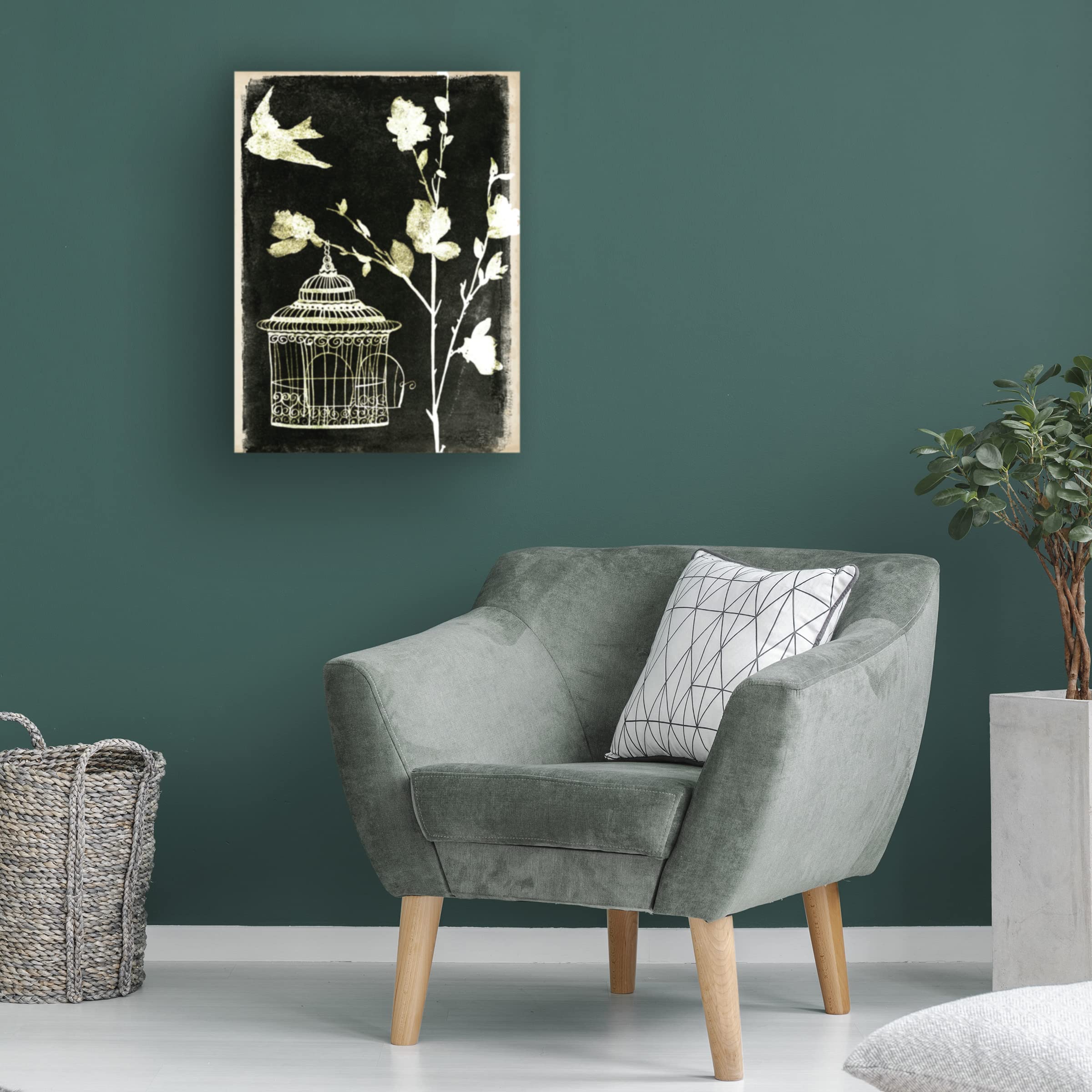 Trademark Fine Art 'Branch and Bird II' Canvas Wall Art by Melissa Wang - Nature Inspired Home Decor for Living Room, Bedroom & Office