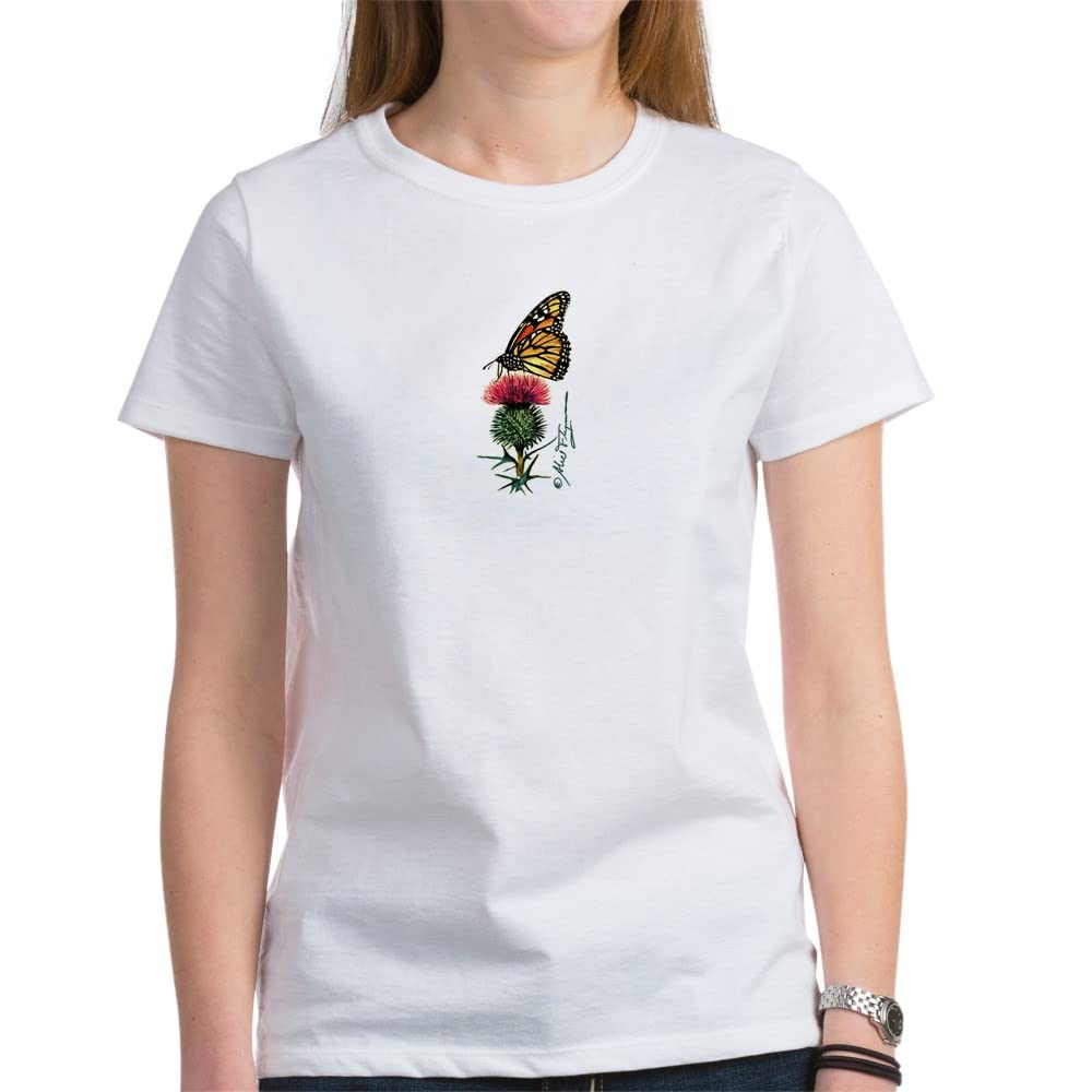 Monarch Butterfly and Thistle Classic T-Shirt | Soft Cotton Graphic Tee | Perfect for Nature Lovers, Outdoor Activities & Casual Wear