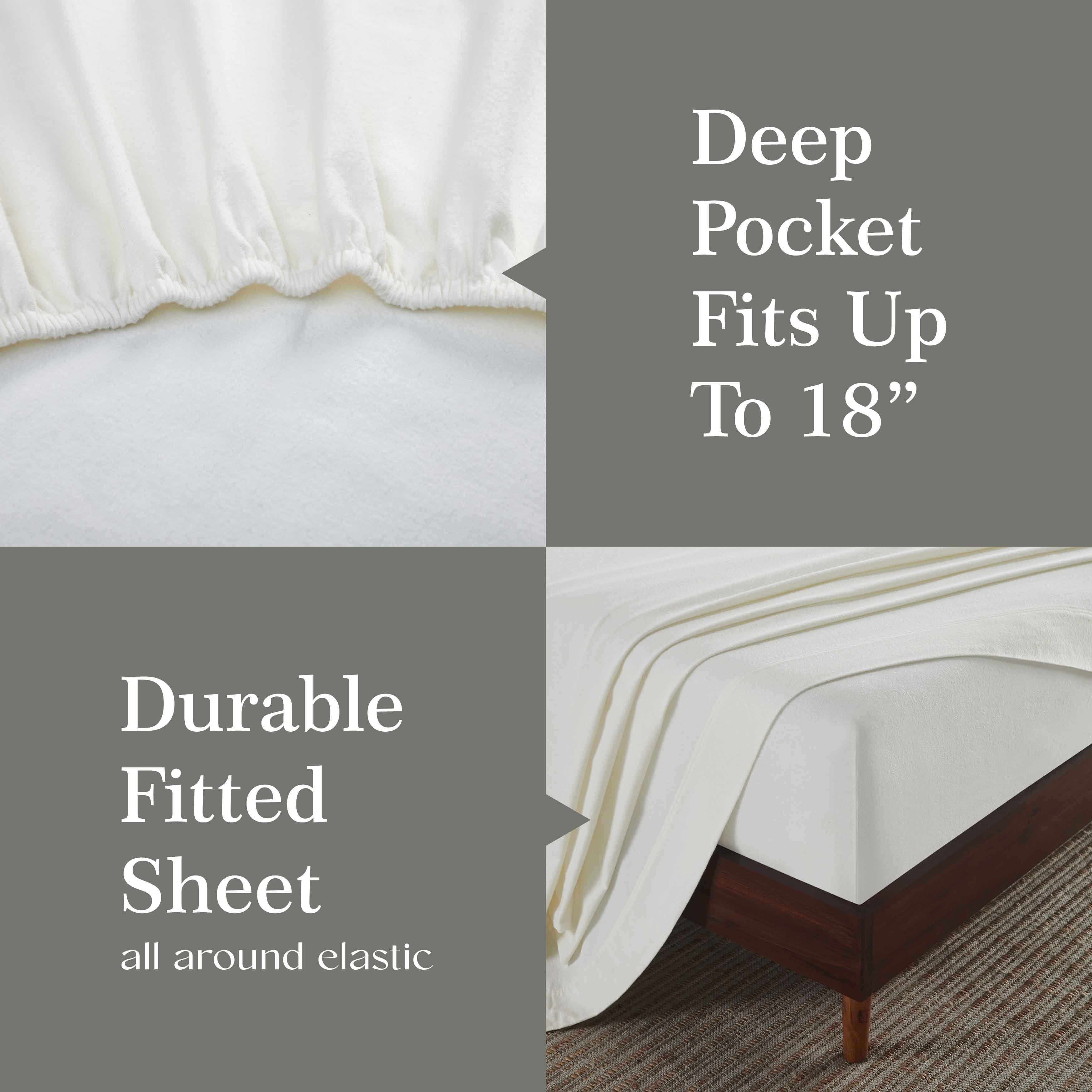 Premium Rome Flannel Cotton Solid Brushed Deep Pocket Sheet Set - Ultra Soft & Cozy Bedding for Winter - Perfect for Master Bedroom, Guest Room & Dorm Use