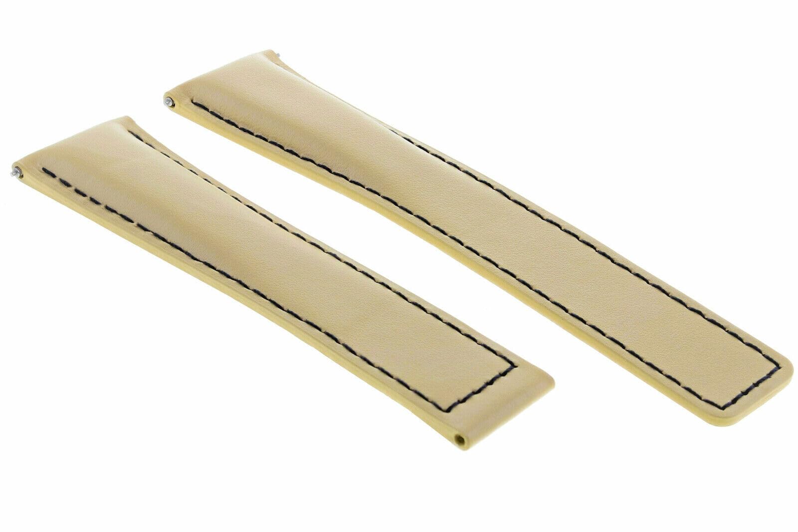 20mm Genuine Leather Watch Band - Smooth Waterproof Replacement Strap for Tag Heuer Carrera - Beige & Black Options - Perfect for Business, Casual & Formal Occasions