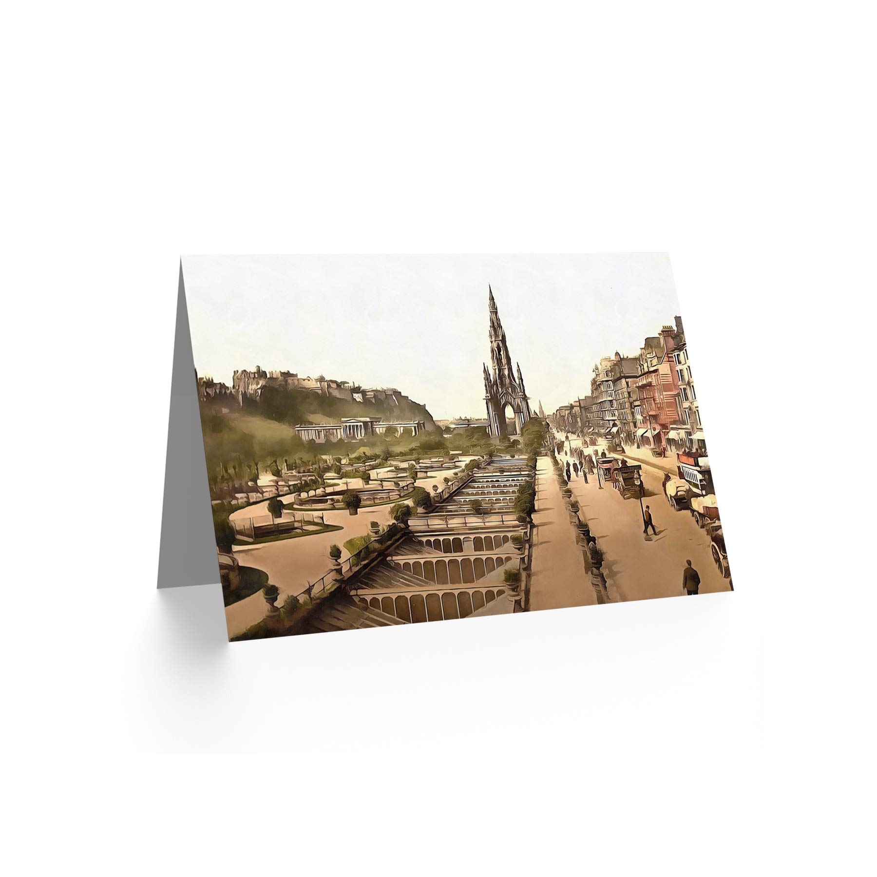 Wee Blue Coo Vintage Edinburgh 1905 Greeting Card - Blank Birthday Card with Princess Street Scene - Perfect for Anniversaries, Thank You Notes & Special Occasions