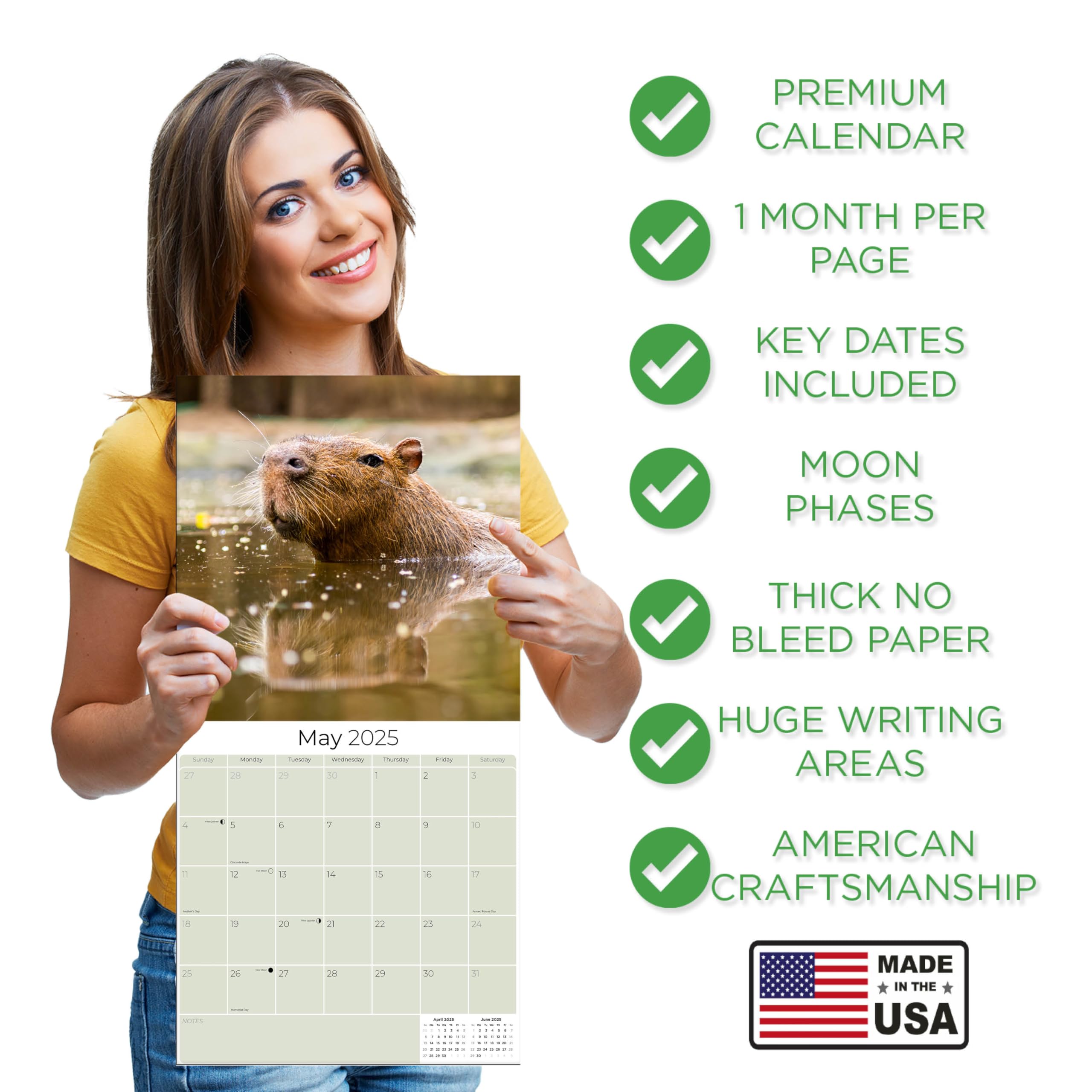 2024-2025 Capybara Wildlife Wall Calendar - 12