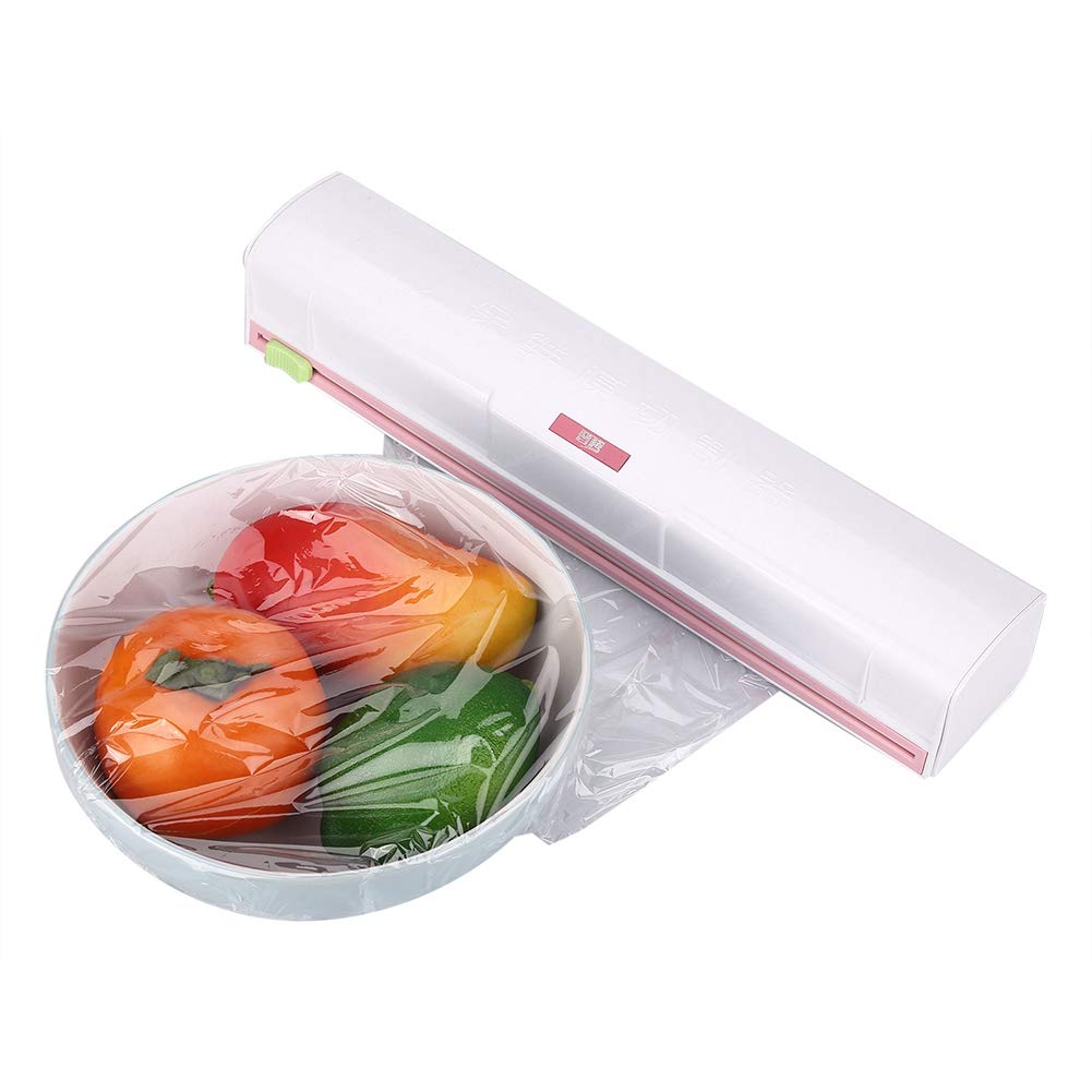 Aluminum Food Wrap Dispenser with Stainless Steel Blade - Refillable Plastic Cling Film Cutter for Kitchen, Cooking & Food Storage | Perfect for Meal Prep, Leftovers & Sandwich Wrapping