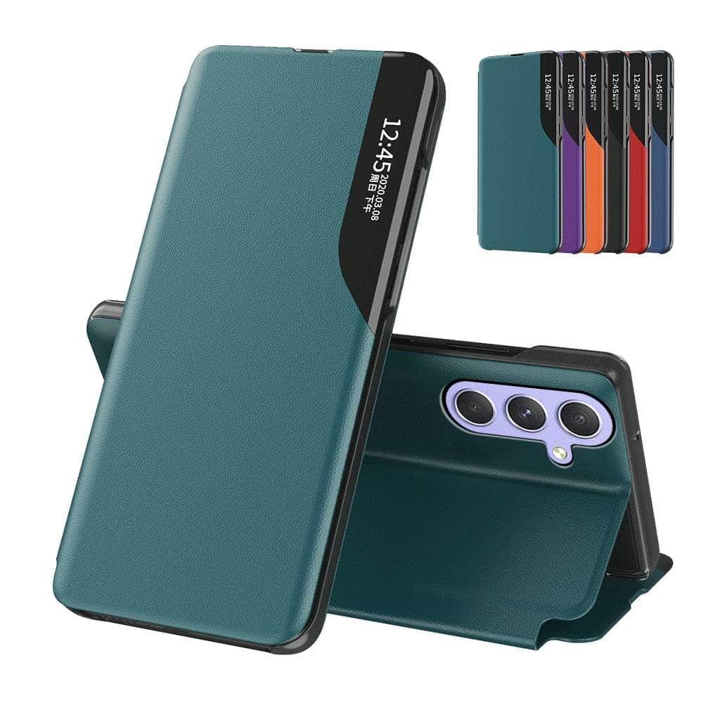 Samsung Galaxy A34 Leather Flip Case with Side View Window - Stylish Protection for Everyday Use, Work & Travel