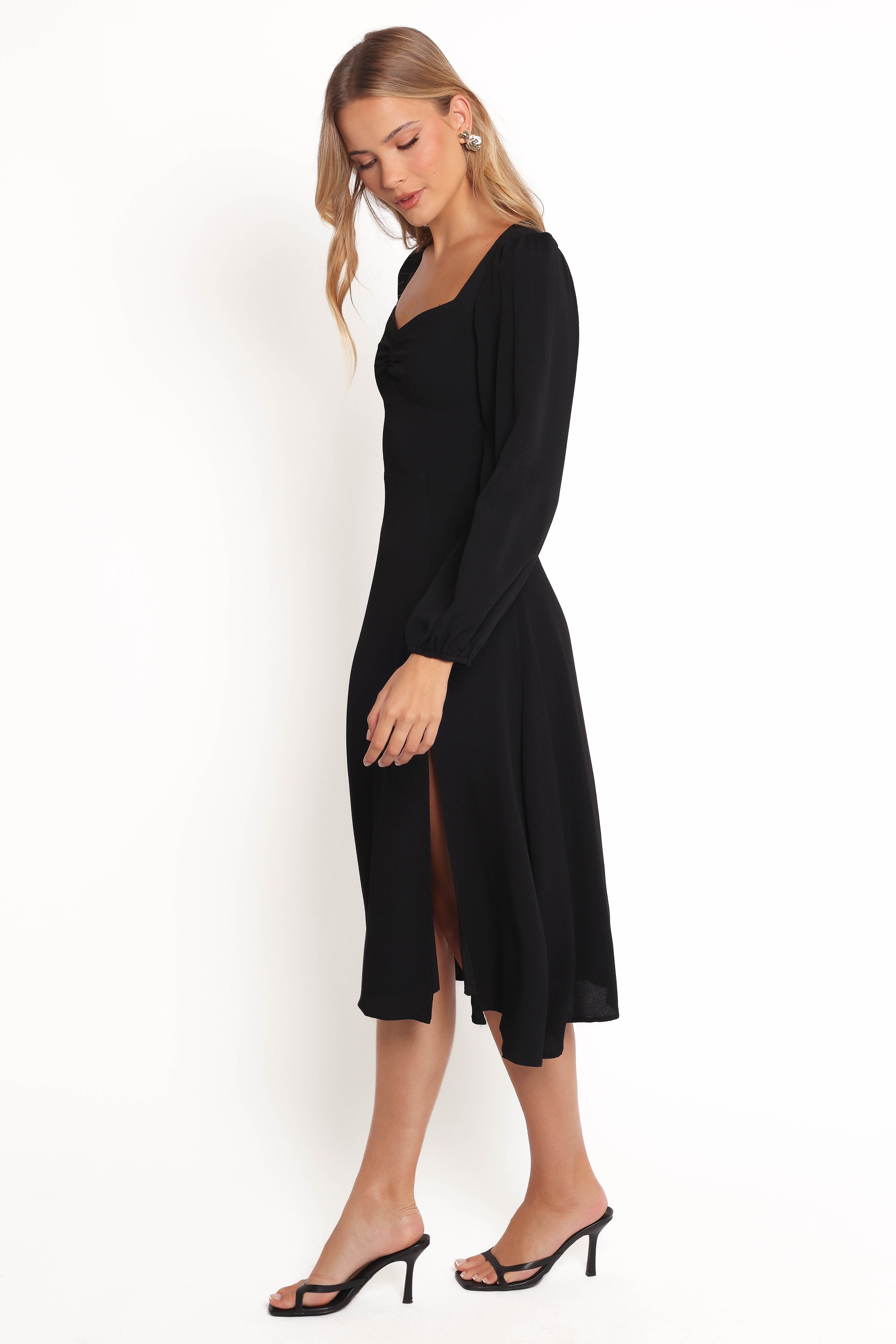 Franklin Women's Long Sleeve Midi Dress - Elegant Black Casual Dress for Fall & Winter | Perfect for Office, Date Night & Holiday Parties