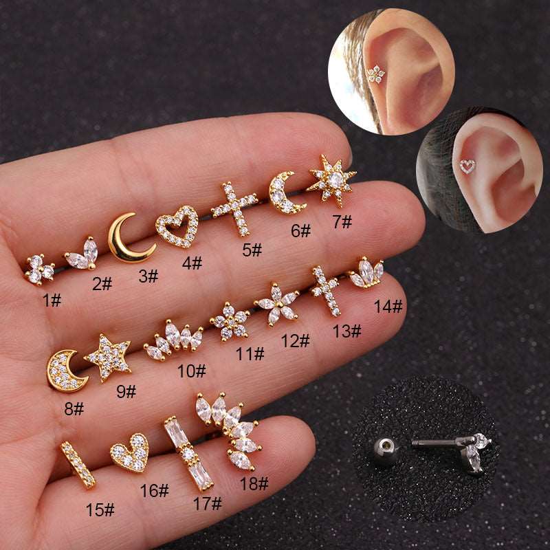 16G Cartilage Tiny Stud Heart CZ Stud Earrings - Hypoallergenic Stainless Steel Body Jewelry for Women | Perfect for Cartilage, Helix, Tragus Piercings & Everyday Wear