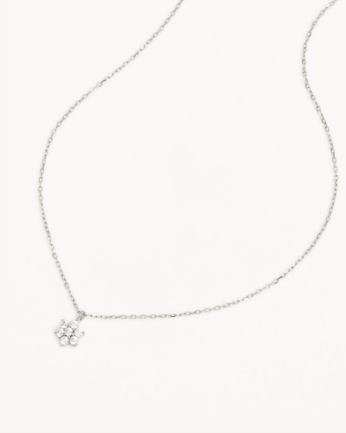 14K Solid White Gold Crystal Lotus Flower Necklace for Women - Elegant Pendant Jewelry Gift for Birthday, Anniversary & Special Occasions